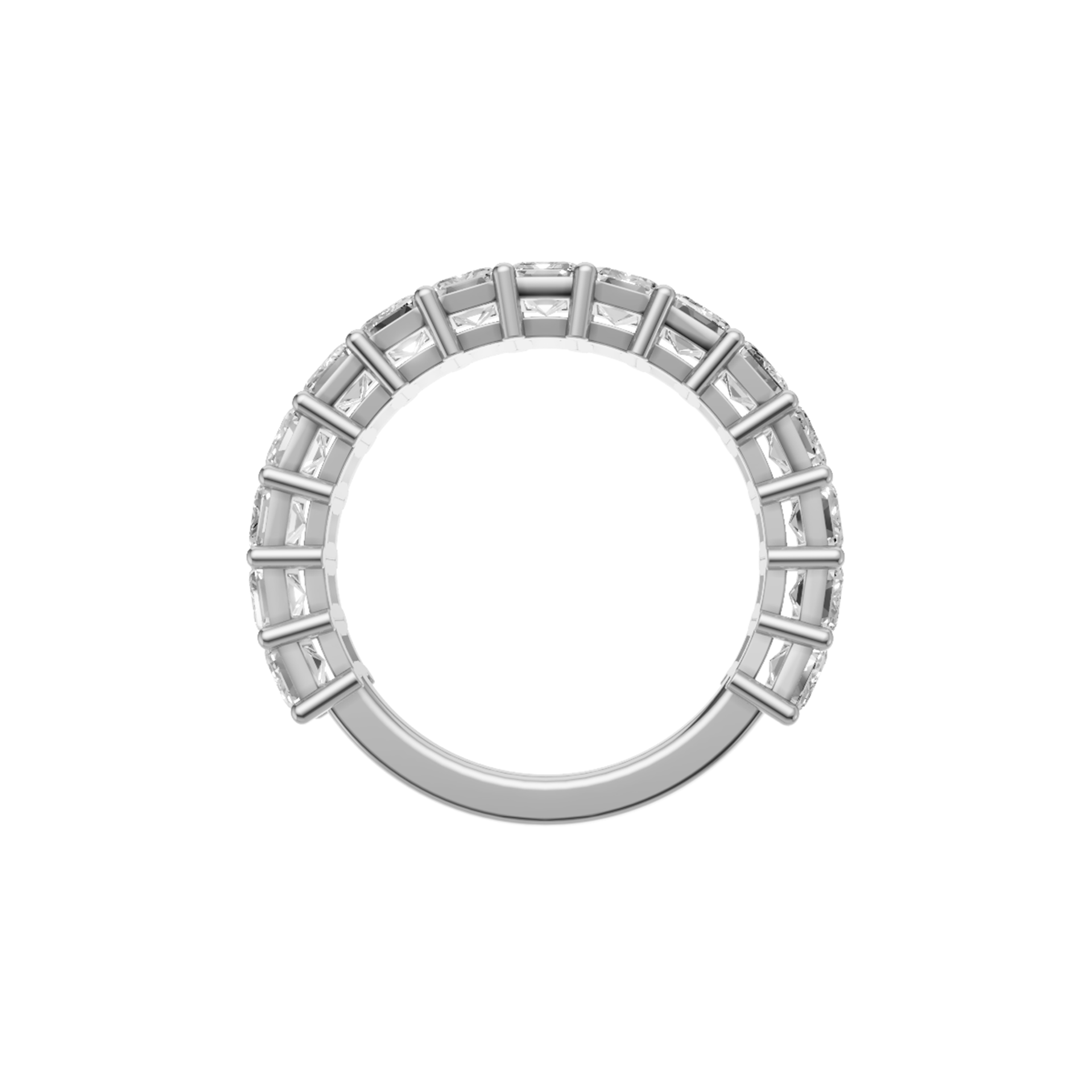 The Jude Emerald Three-Quarter Eternity Band in 14K white gold, emerald cut diamonds et in shared prongs. – view 2