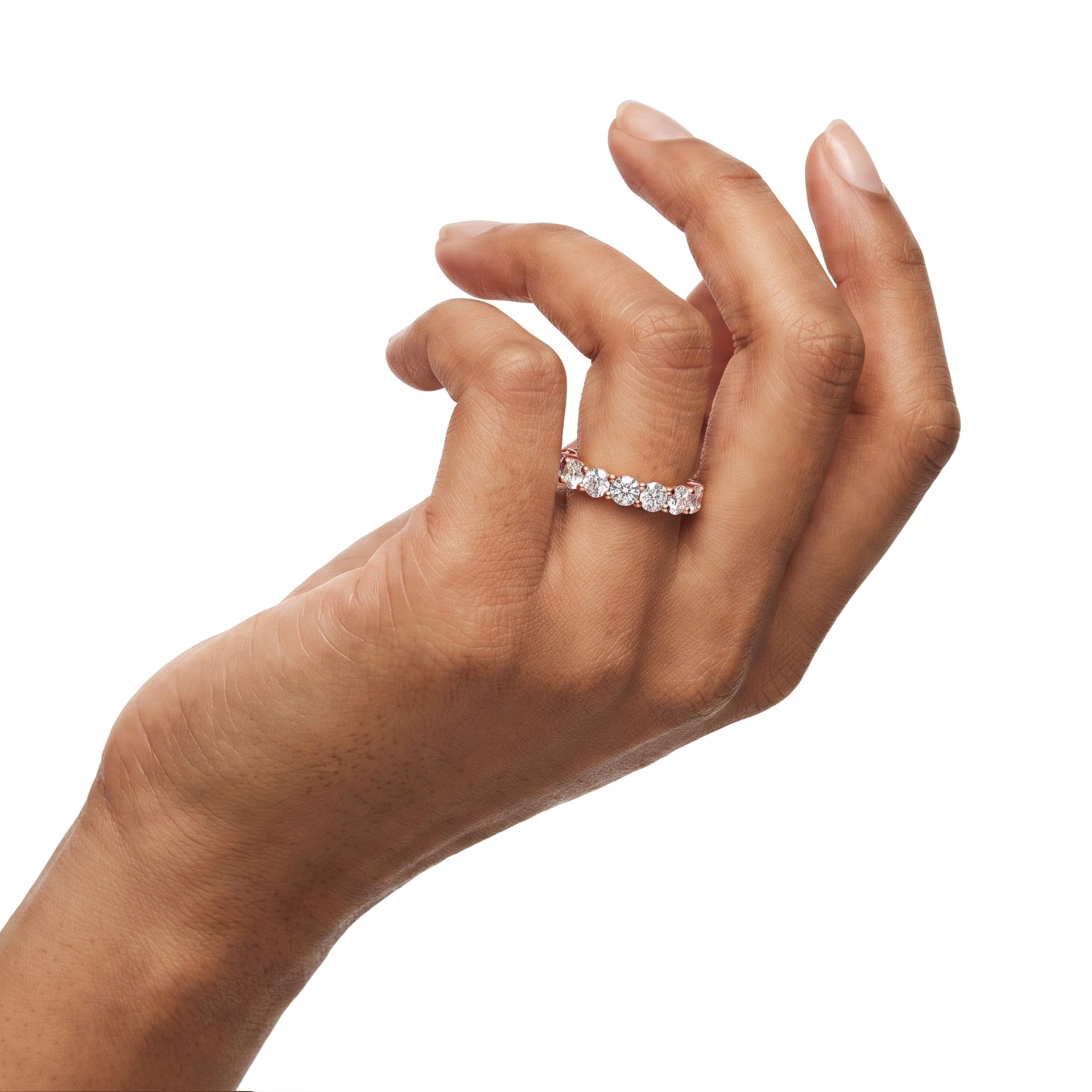 Jude Round Three-Quarter Eternity Band in 14K white gold, round brilliant diamonds shared-prong set. – view 4