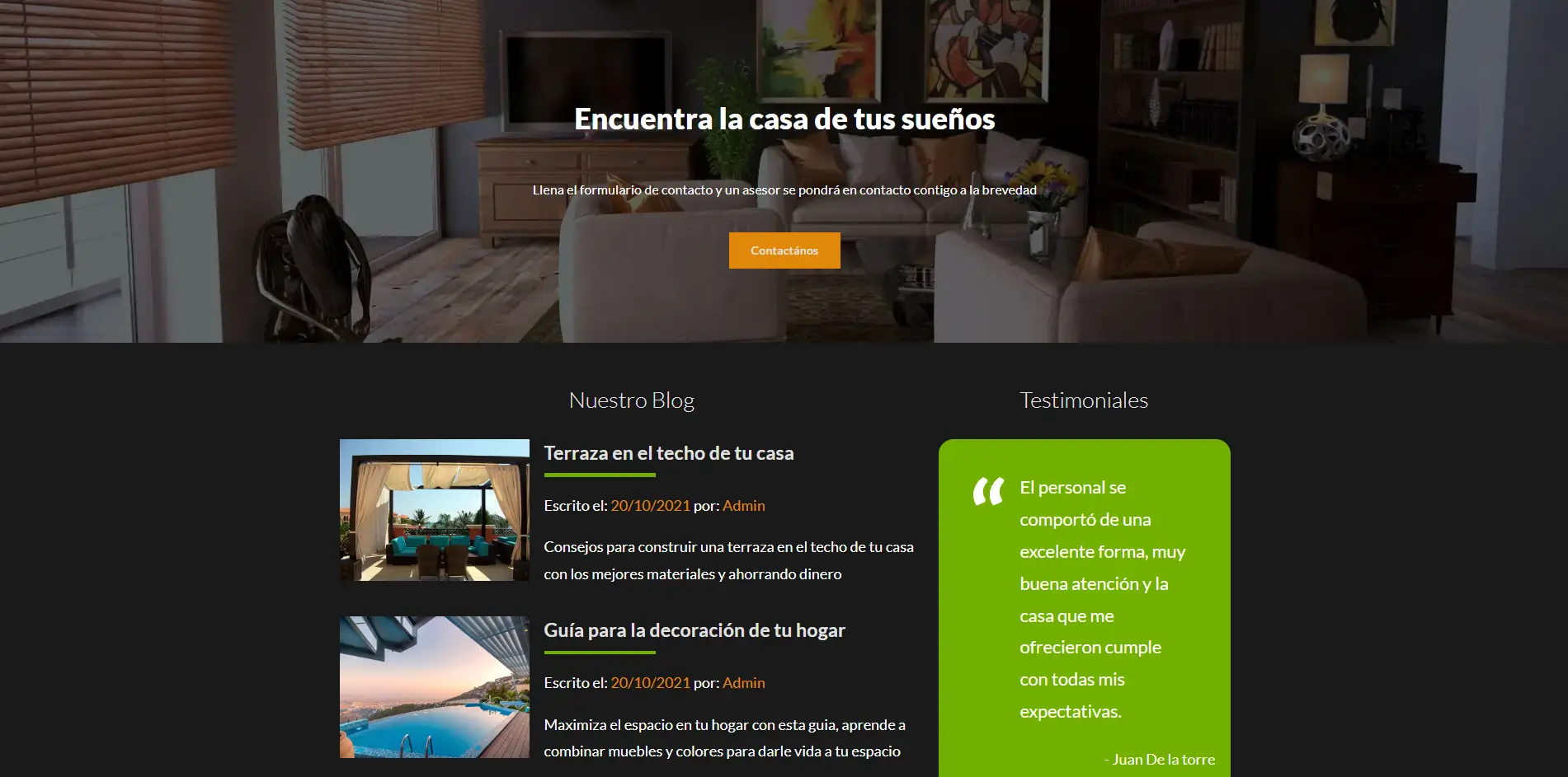 Imagen de la web Bienes Raíces