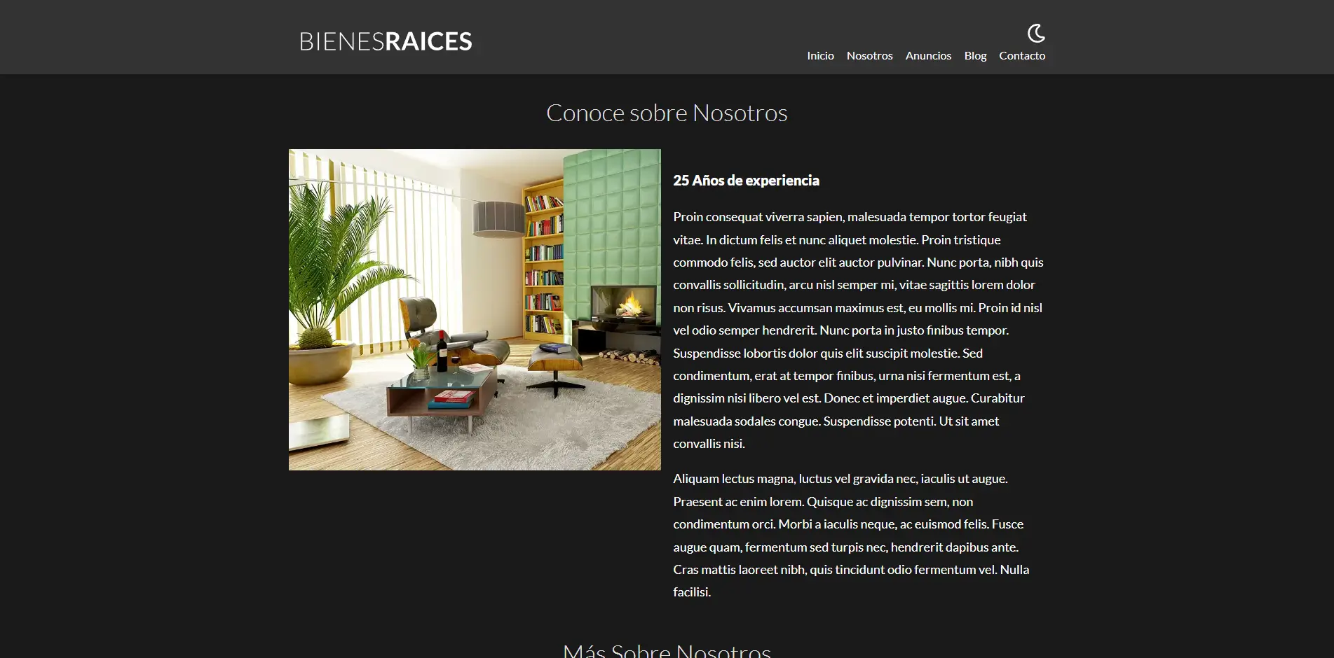 Imagen de la web Bienes Raíces