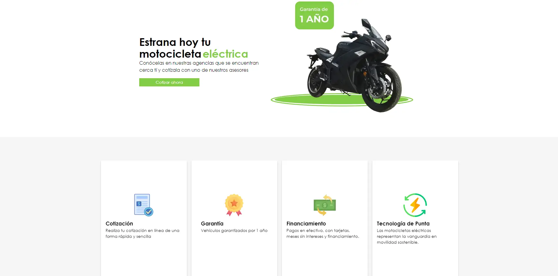 Imagen de la web EVMotors Bajío
