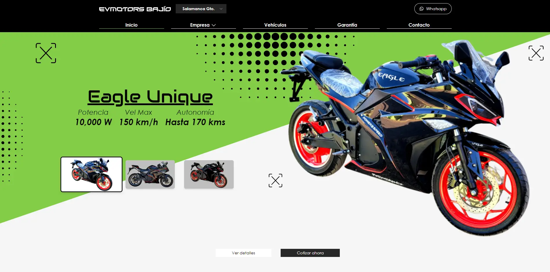 Imagen de la web EVMotors Bajío