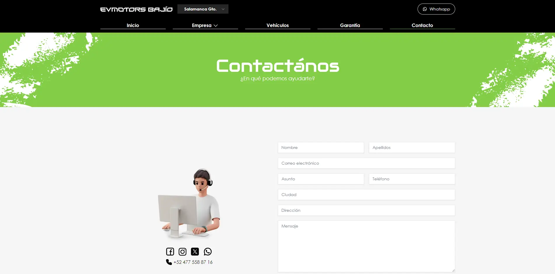 Imagen de la web EVMotors Bajío
