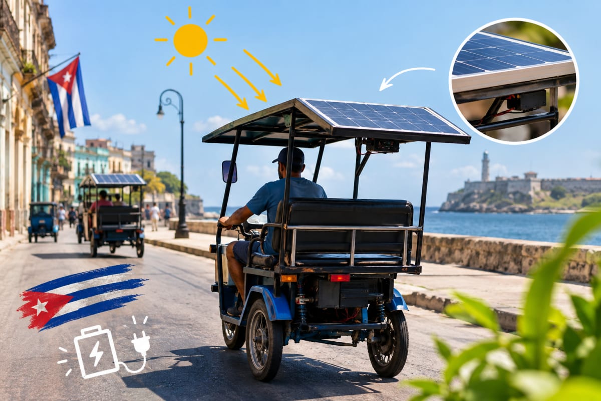 Paneles solares en triciclos eléctricos: así están resolviendo los cubanos la falta de combustible