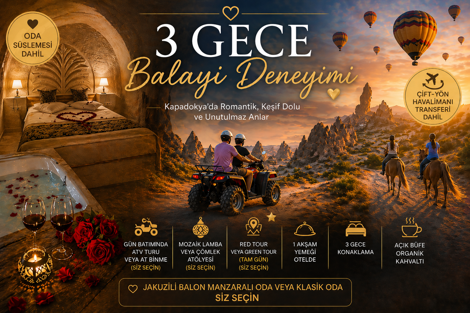 3 Nights Cappadocia Honeymoon Experience – Kısmet Cave Mansion experience