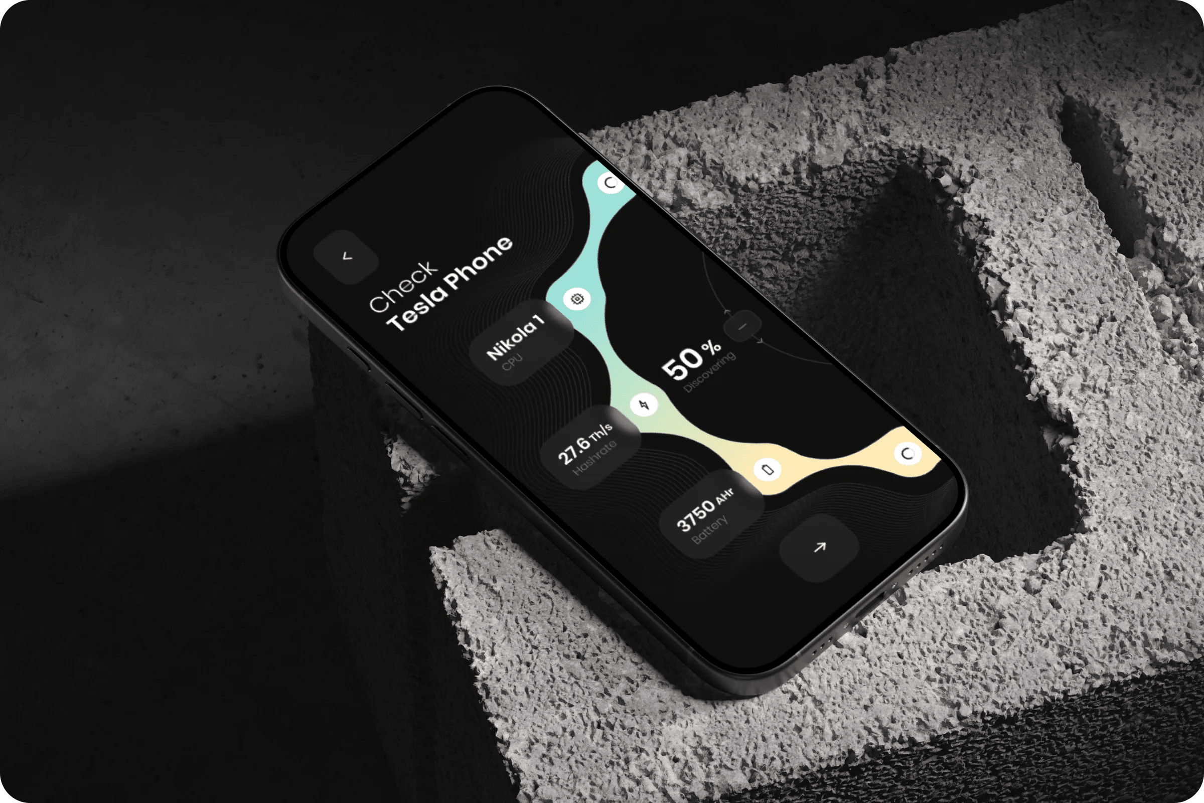 Tesla Phone CPU monitoring app design