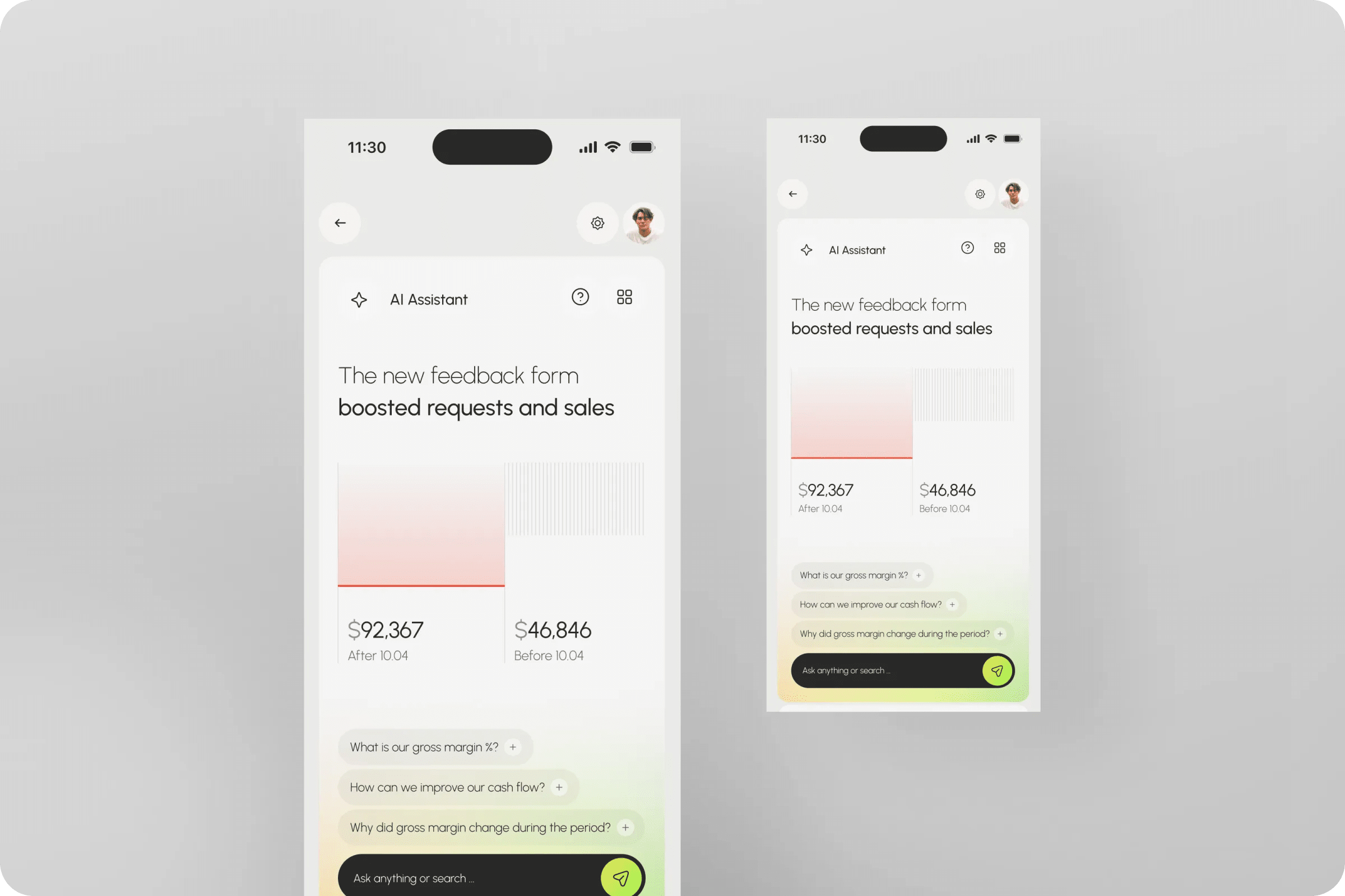 Mobile finance dashboard design
