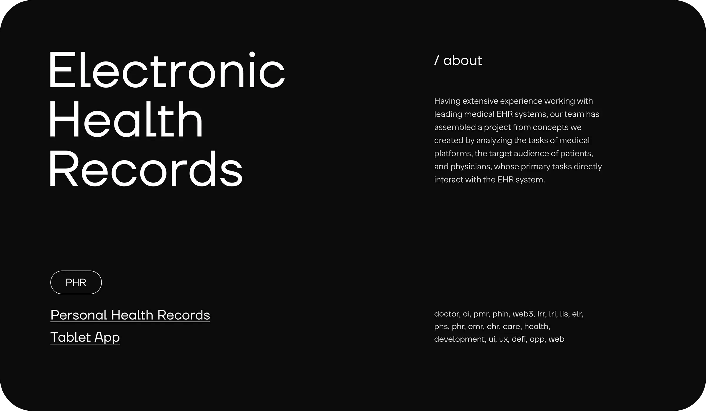 EHR PHR - Patient Health Overview | UX & UI Design