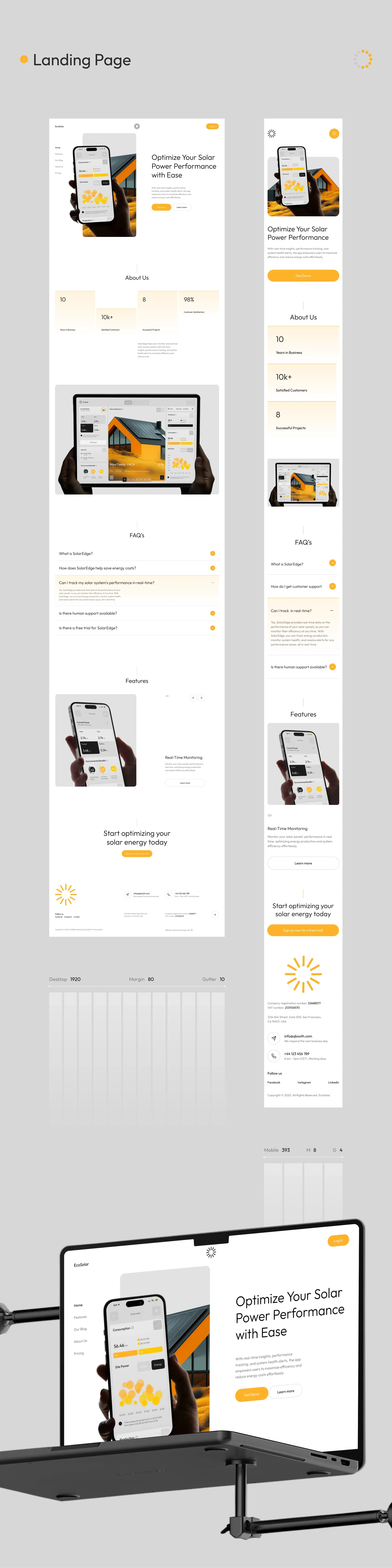 Screenshot of the ecosolar renewable energy SaaS mobile app, showing branding and context related to meters or service vehicles.
