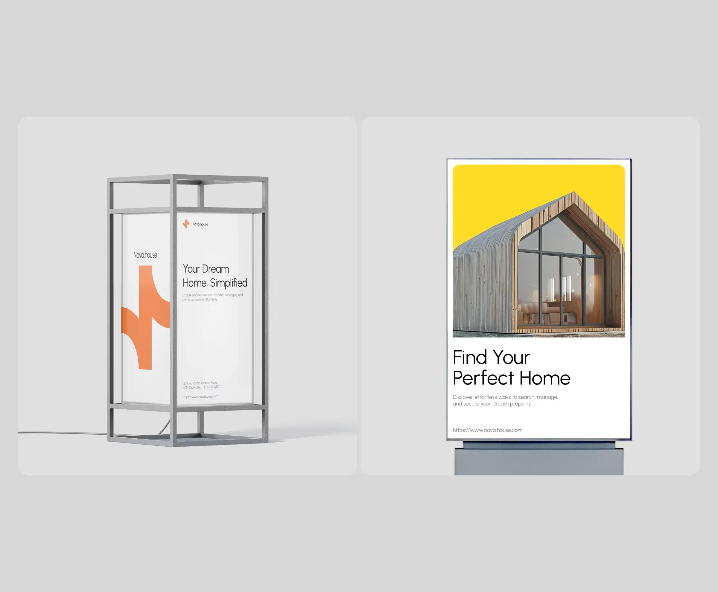 Banner graphic from the Nova House real estate app case study, showing a revolving door.
