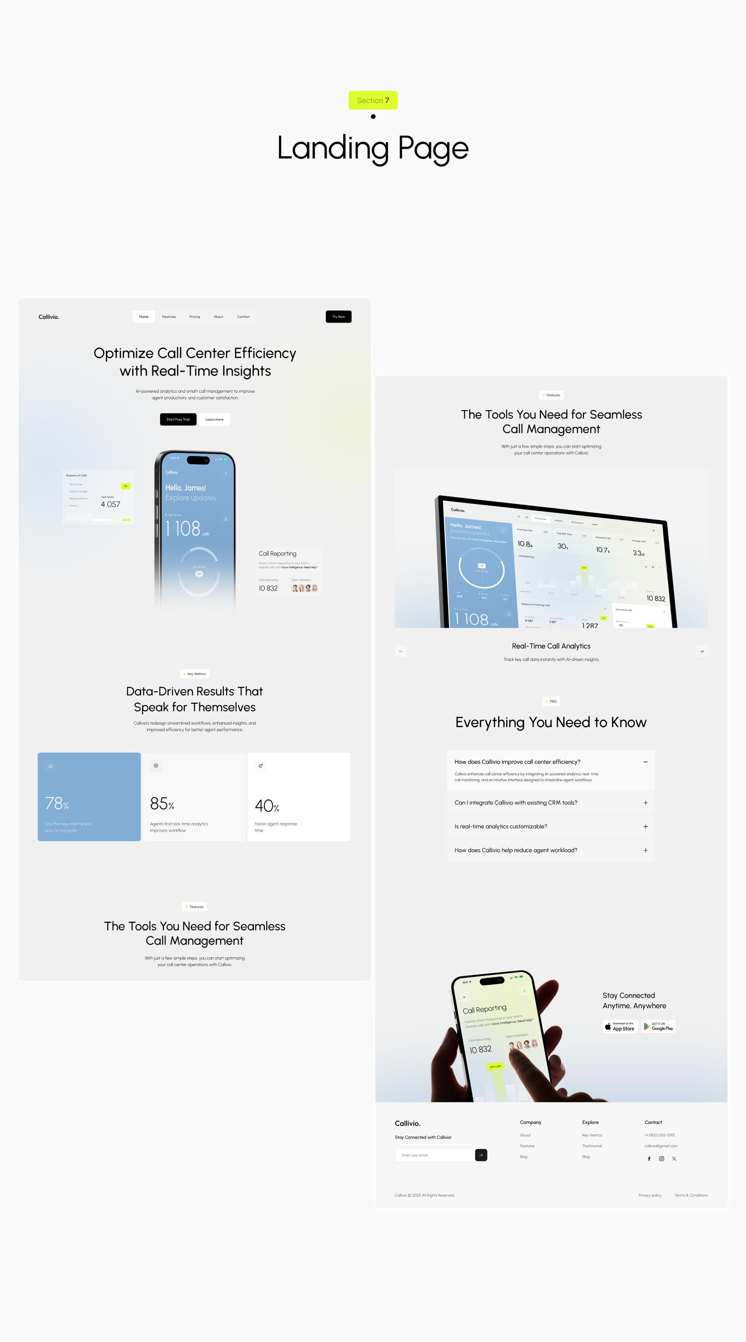 Customer Service AI Software | UX & UI Design - Callivio CRM - SaaS & UX UI Design