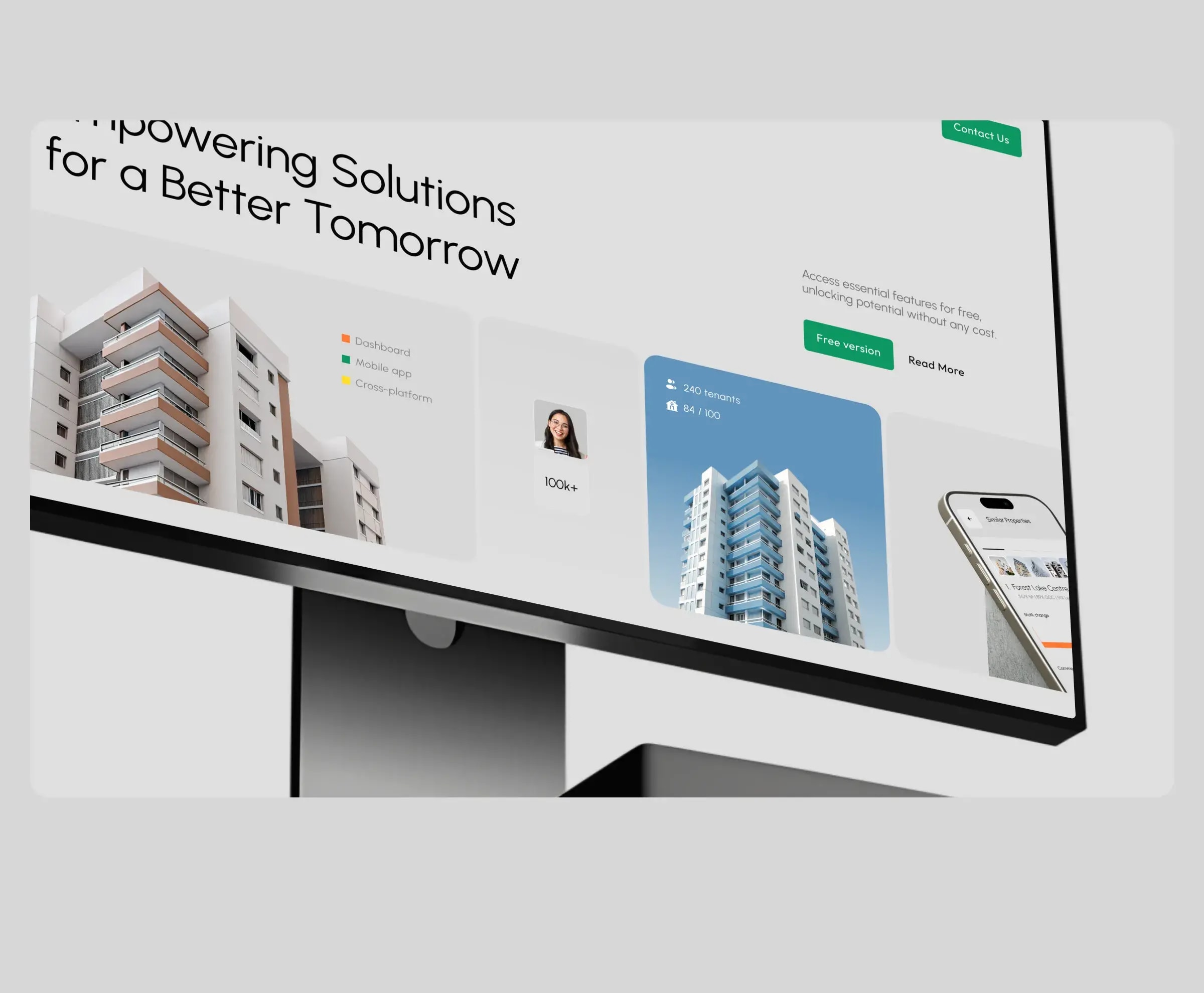 Screenshot of the real estate app interface showcasing a commercial building.
