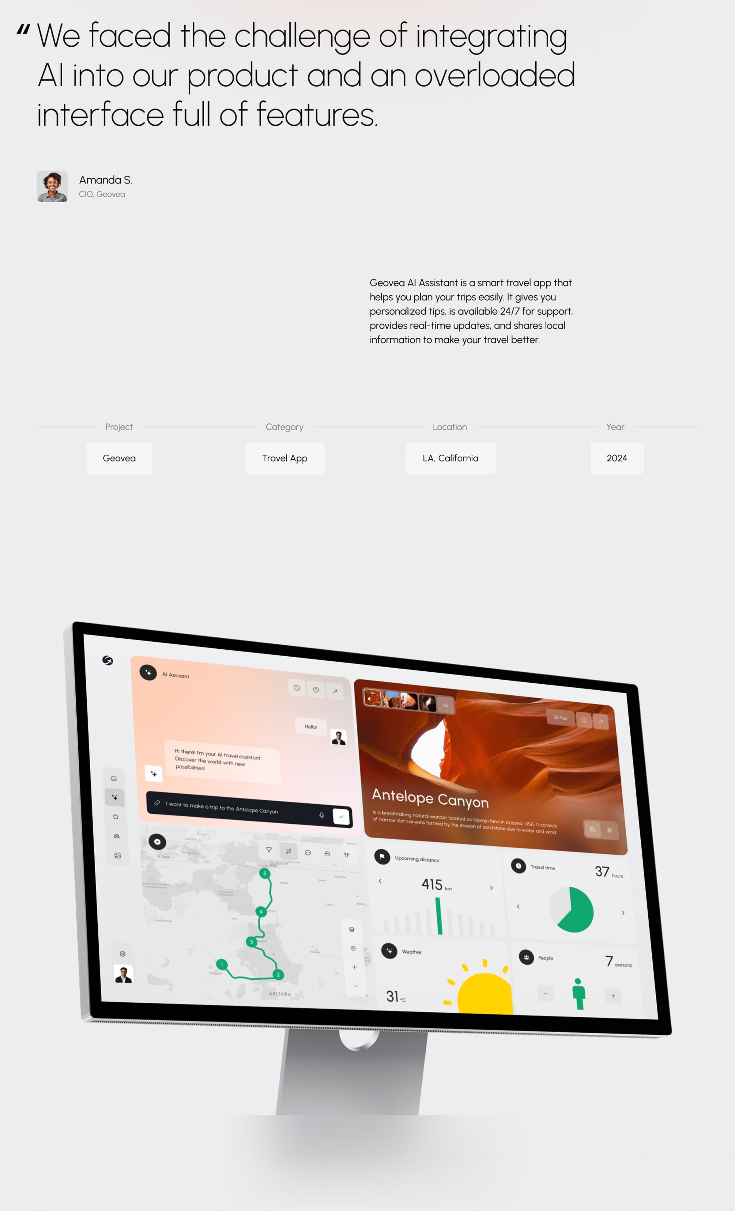 Geovea AI assistant desktop app UI screenshot for Wellness & Sport.