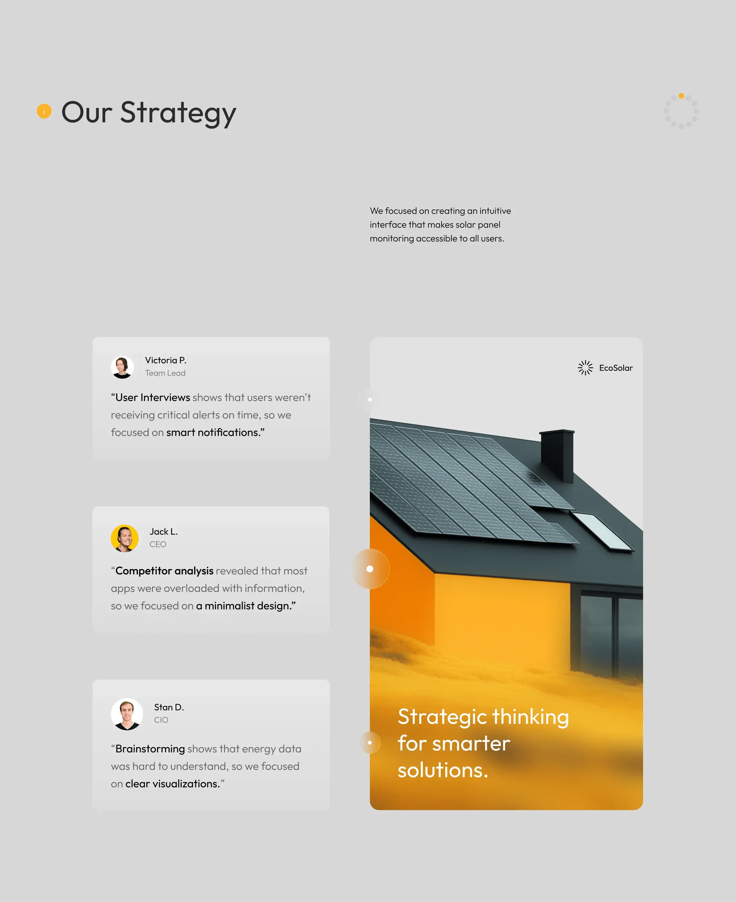 EcoSolar renewable energy SaaS UI design, highlighting a meter graphic.