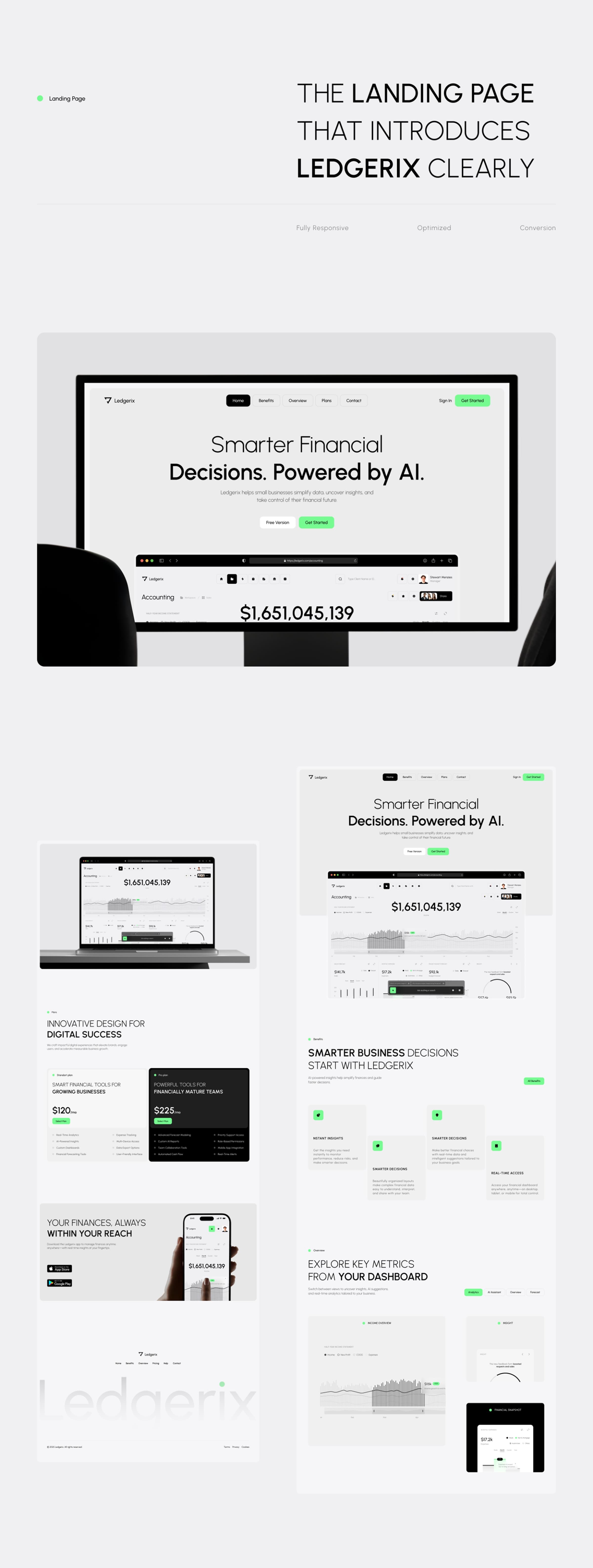 Artificial Intelligence Finance | UX & UI Design - Ledgerix CRM - Finance SaaS & UX UI Design