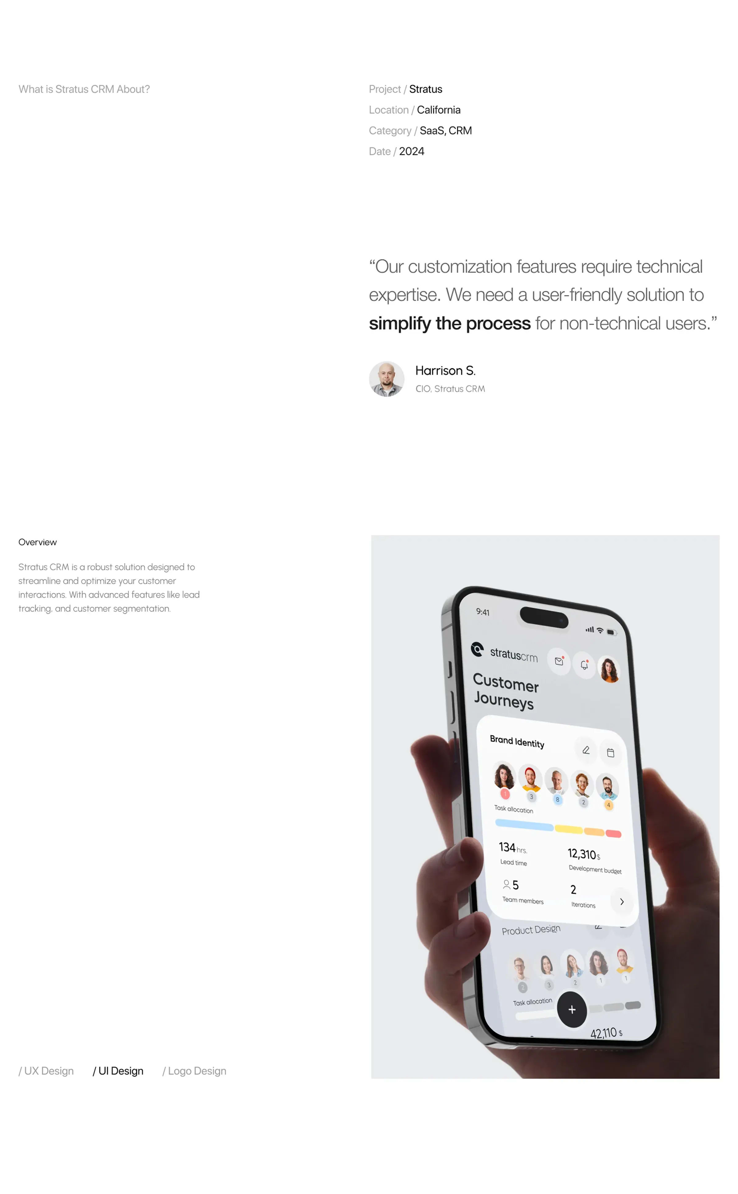 CRM Development | UX & UI Design - Stratus CRM - SaaS & UX UI Design
