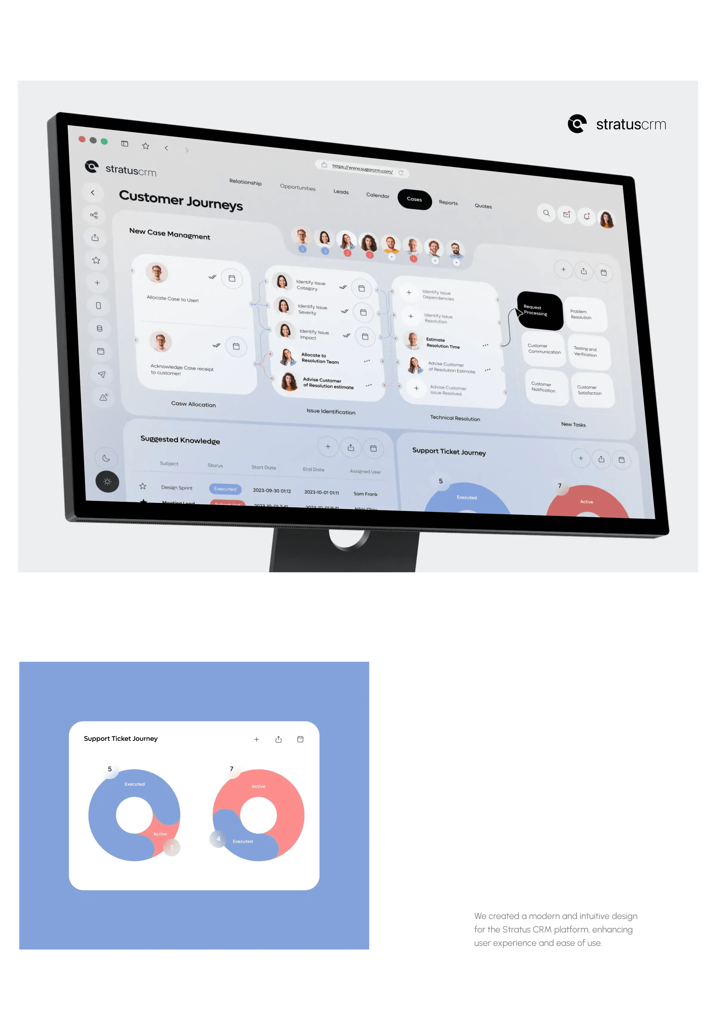 Screenshot of the Stratus CRM software user interface.