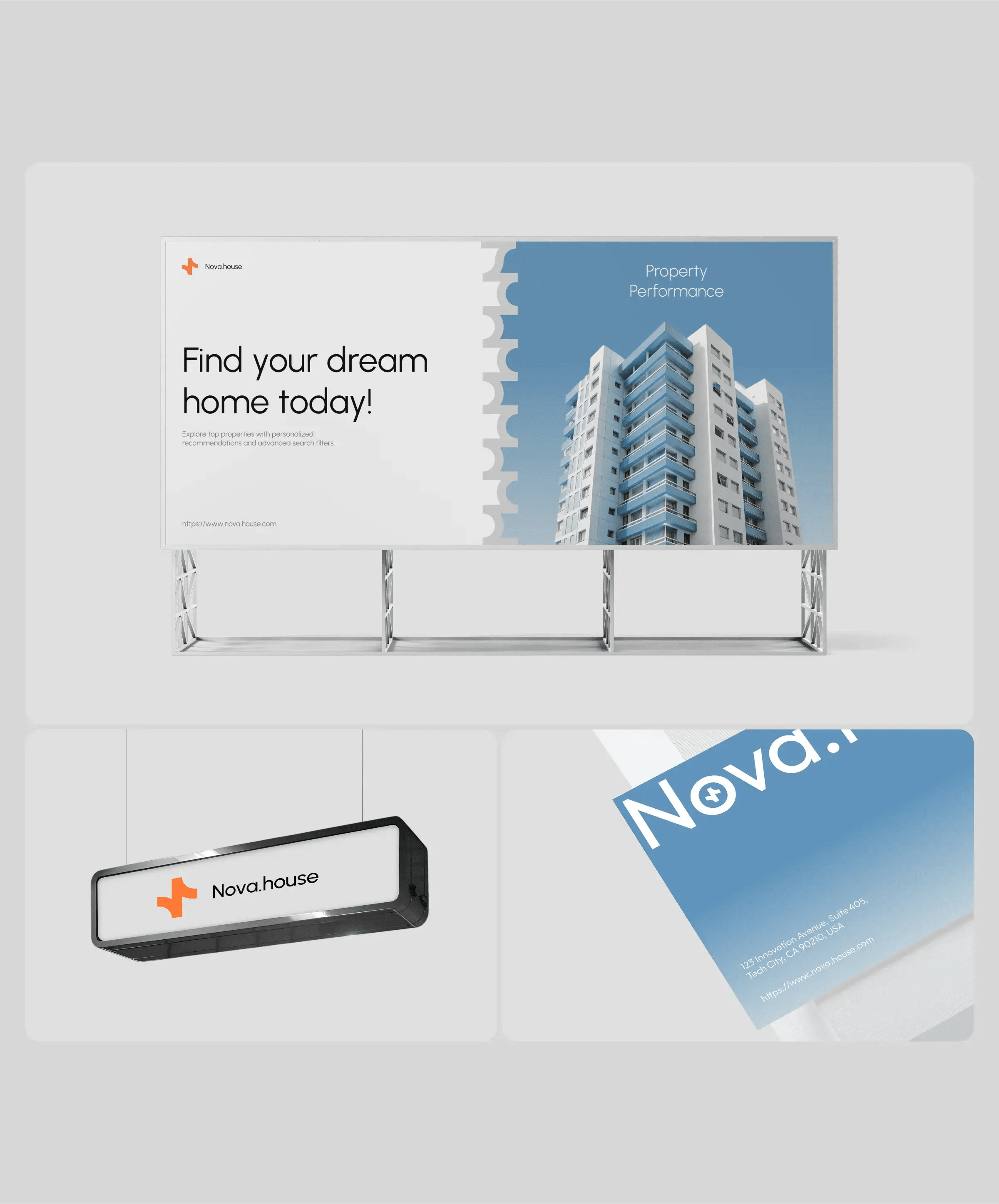 Screenshot showing a diagram for Nova House real estate app UX/UI design.