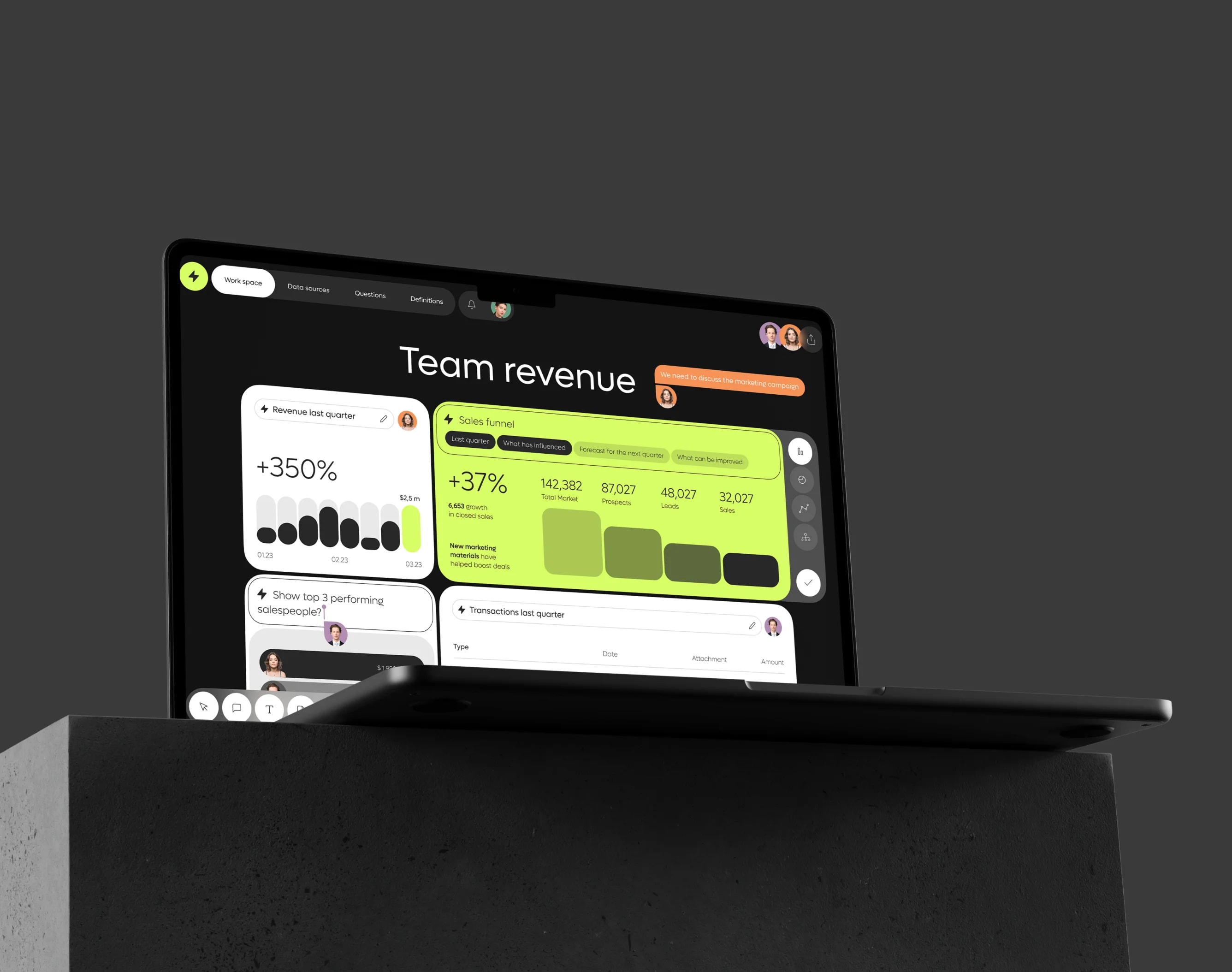 Screenshot of the concept design interface for the usechannel AI chatbot platform on a laptop.