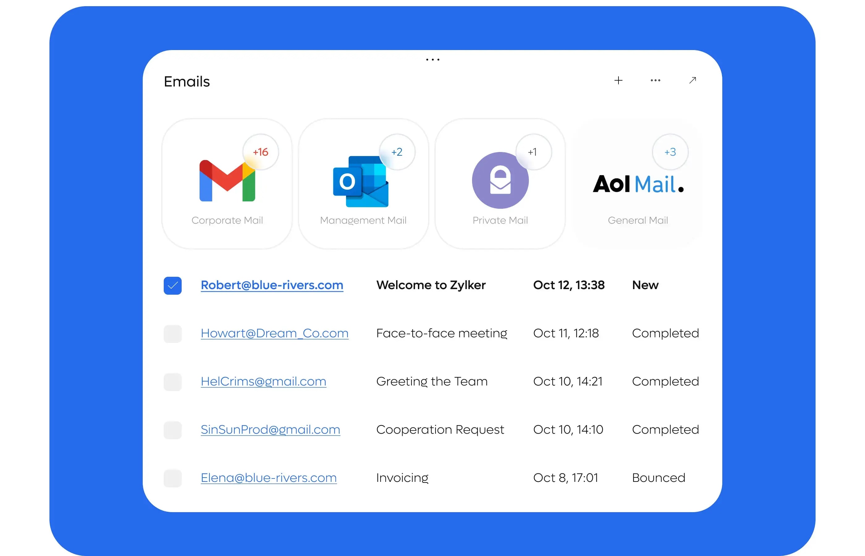 Screenshot of a CRM software dashboard UI design.