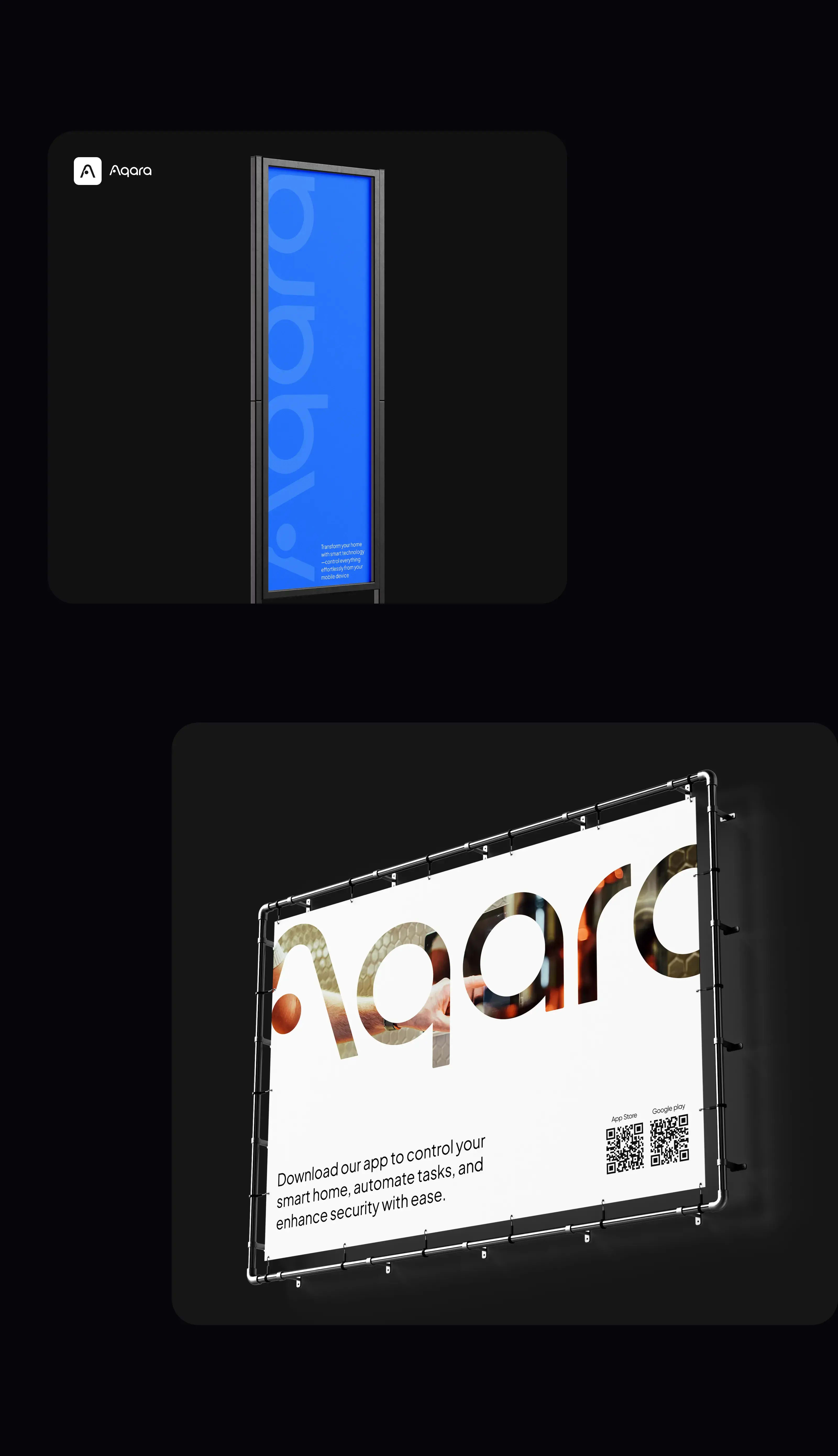 Screenshot from the Aqara smart home app UI showing a screen with a 2D barcode for device integration.