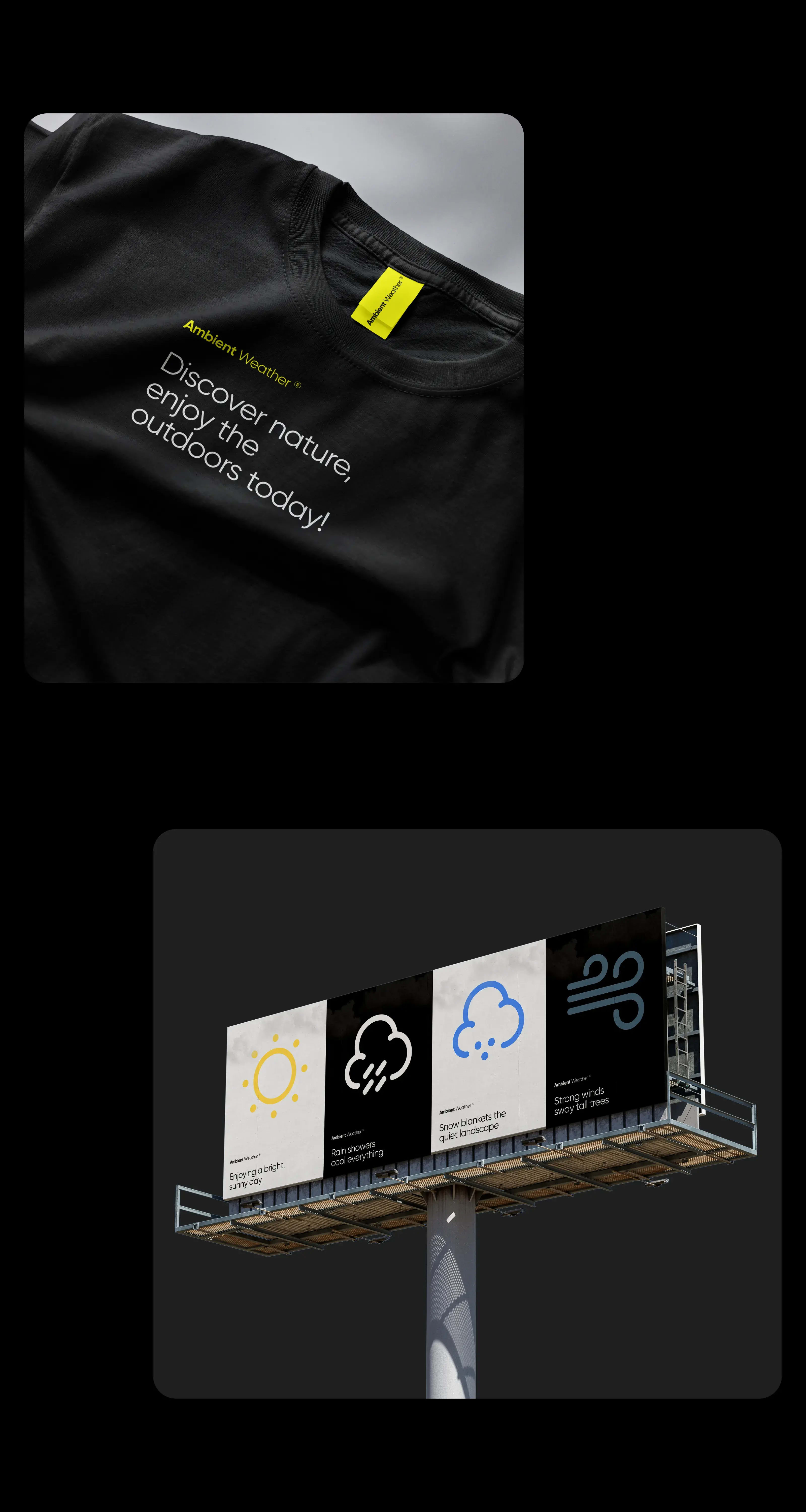 Ambient Weather mobile app UI design showcasing features for staying informed on IoT wellness and sport data.