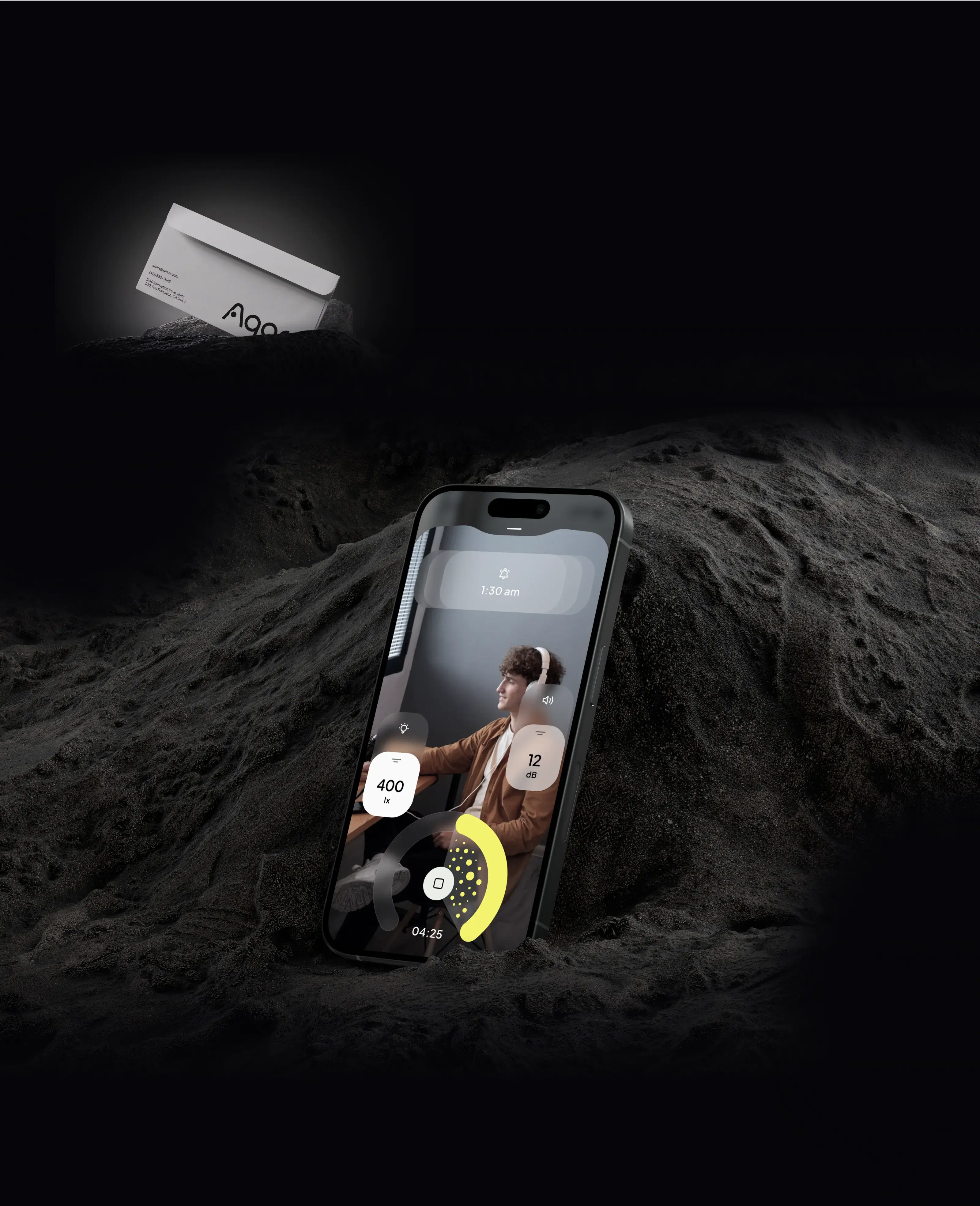 Person holding mobile phone displaying the Aqara smart home app interface.