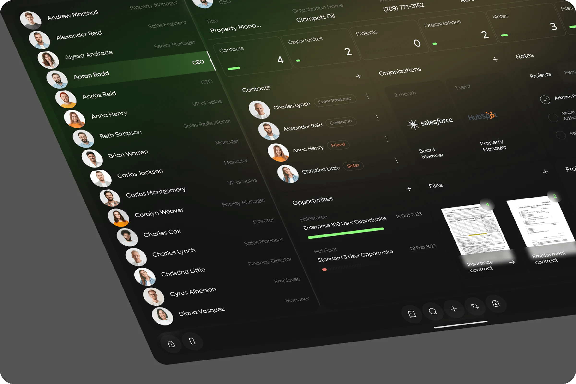 CRM Contact Interaction UI Design