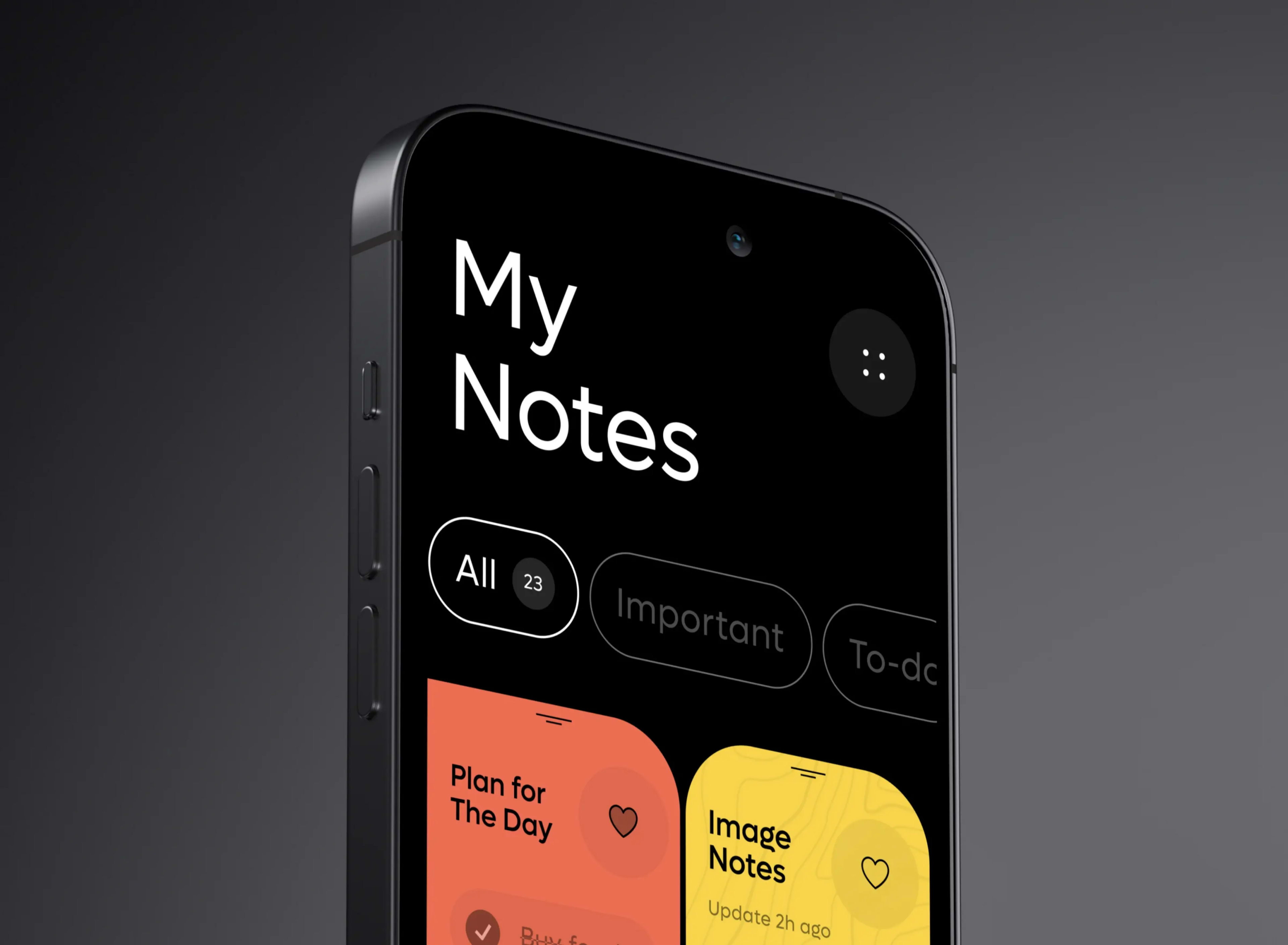 Screenshot of the GoodNotes mobile app interface on a smartphone, showing notes and the brand's font.