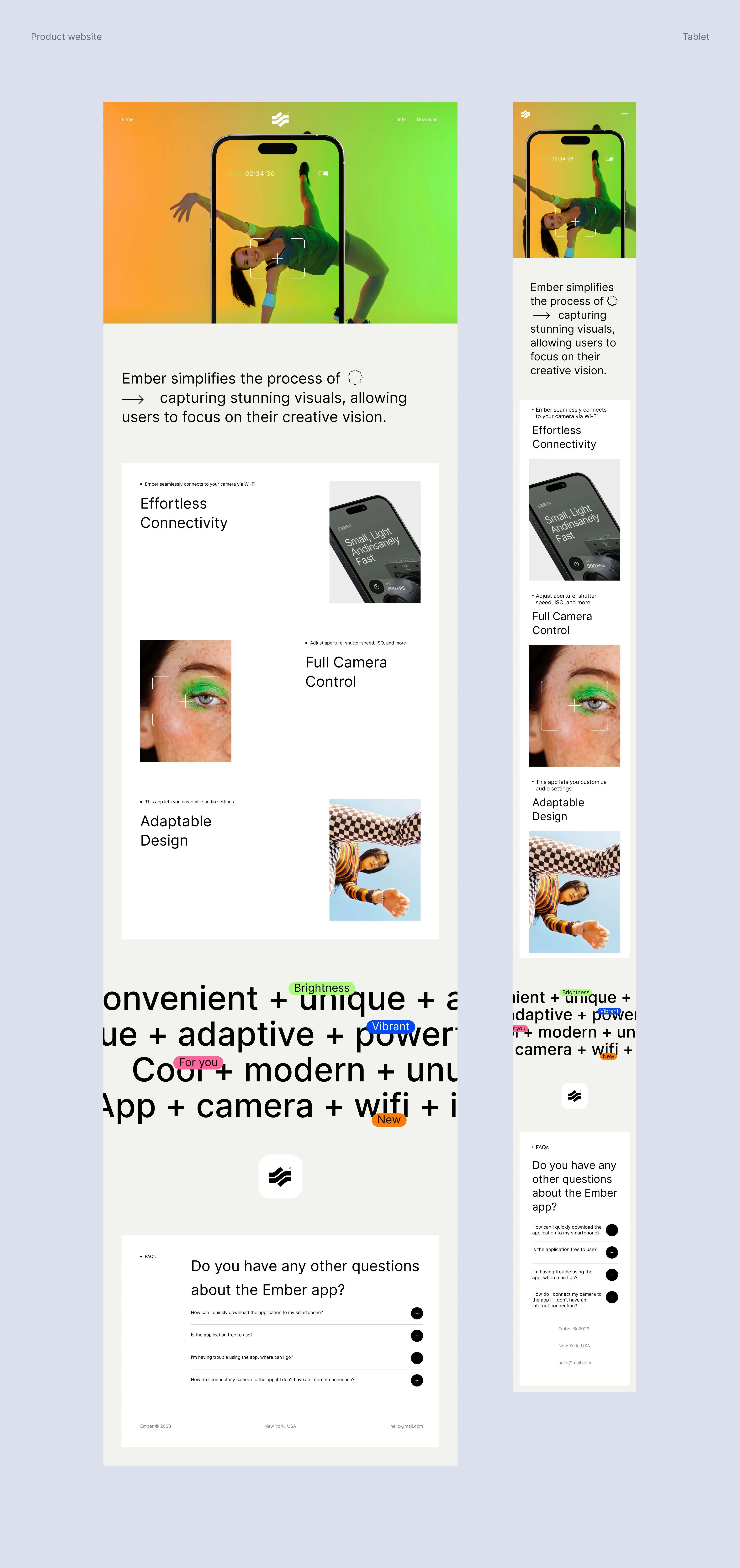 Screenshot of the interface for the Ember camera control mobile app.