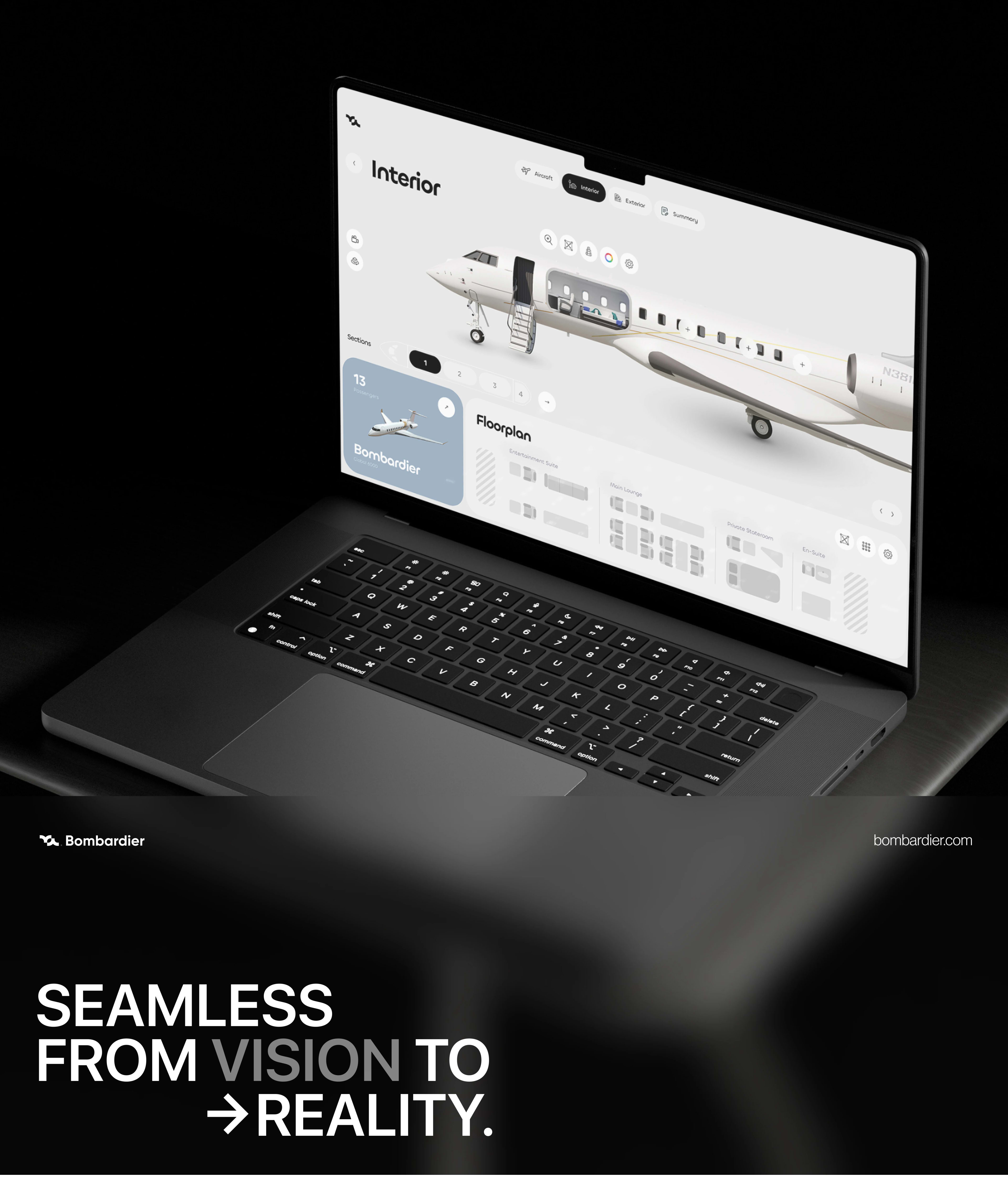 Jet customization options in Bombardier configurator.