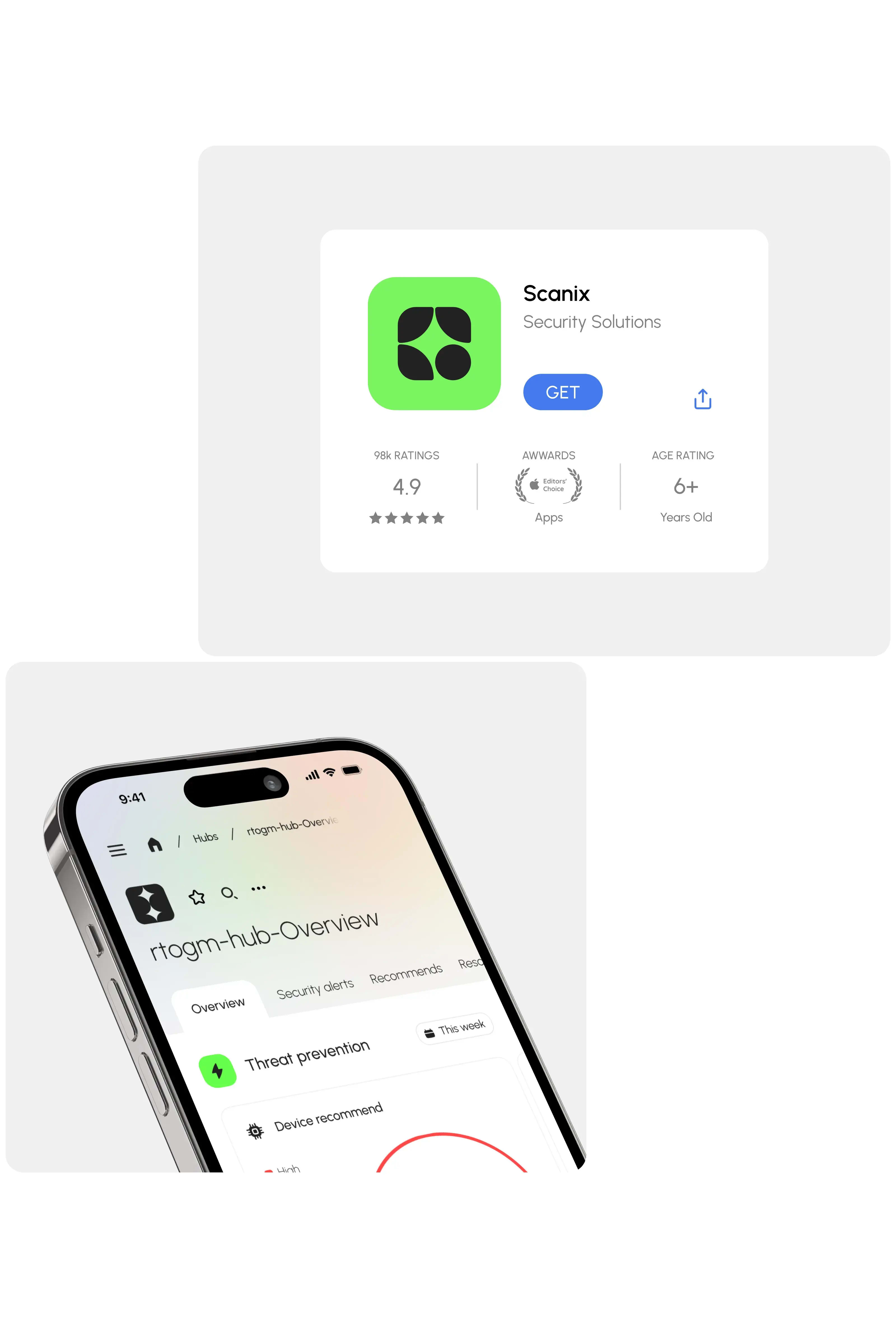 Screenshot of the Scanix AI security SaaS application interface displayed on a mobile phone.