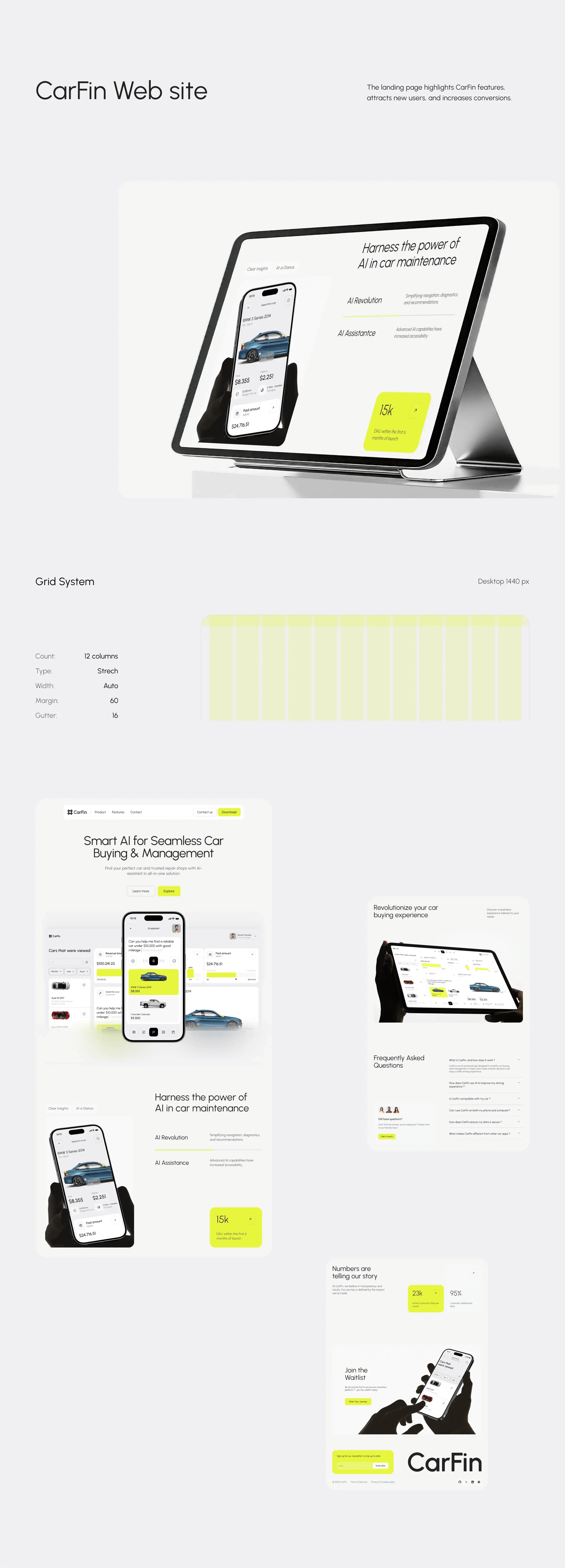 Mobile screen showing a concept design for a car search AI assistant interface.