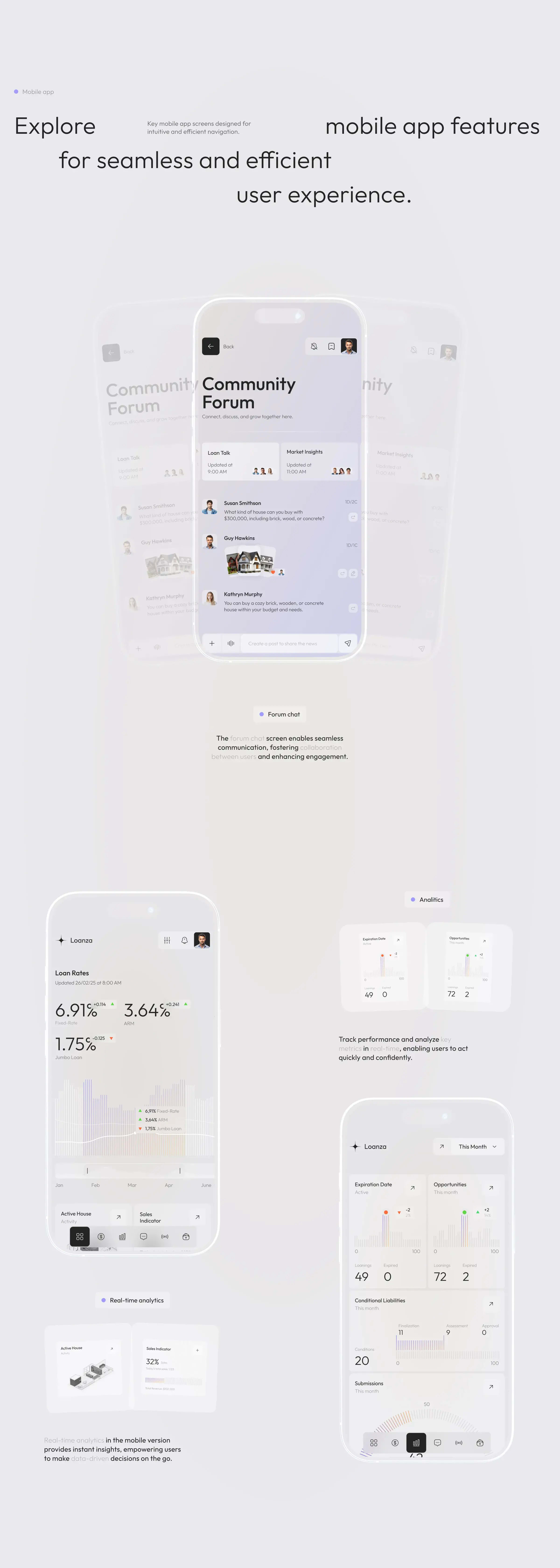 Screenshot of a mobile phone UI showing data visualization or metrics for CRM or manufacturing software.