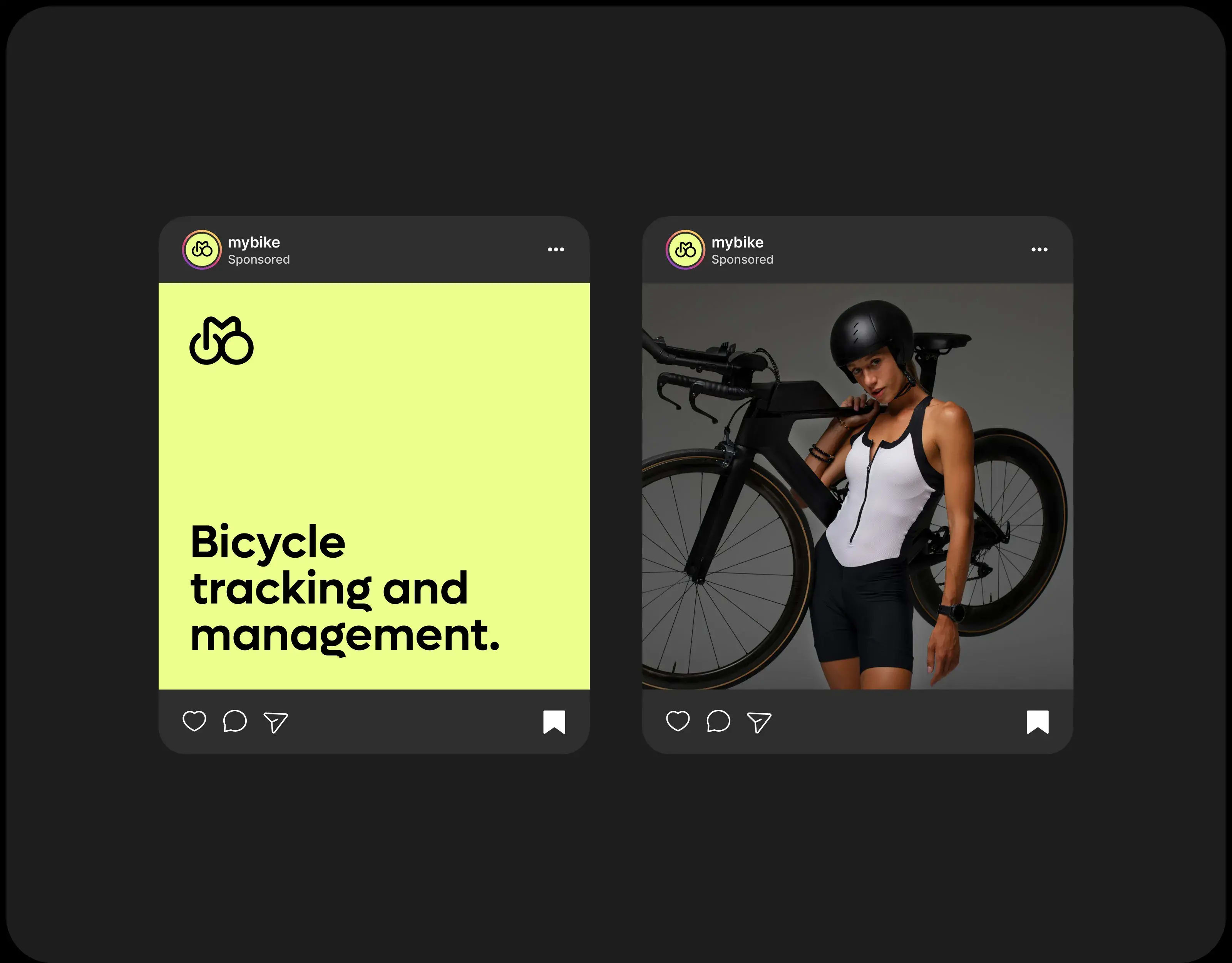 A cyclist using a device showing the mybike app for bicycle tracking and management.