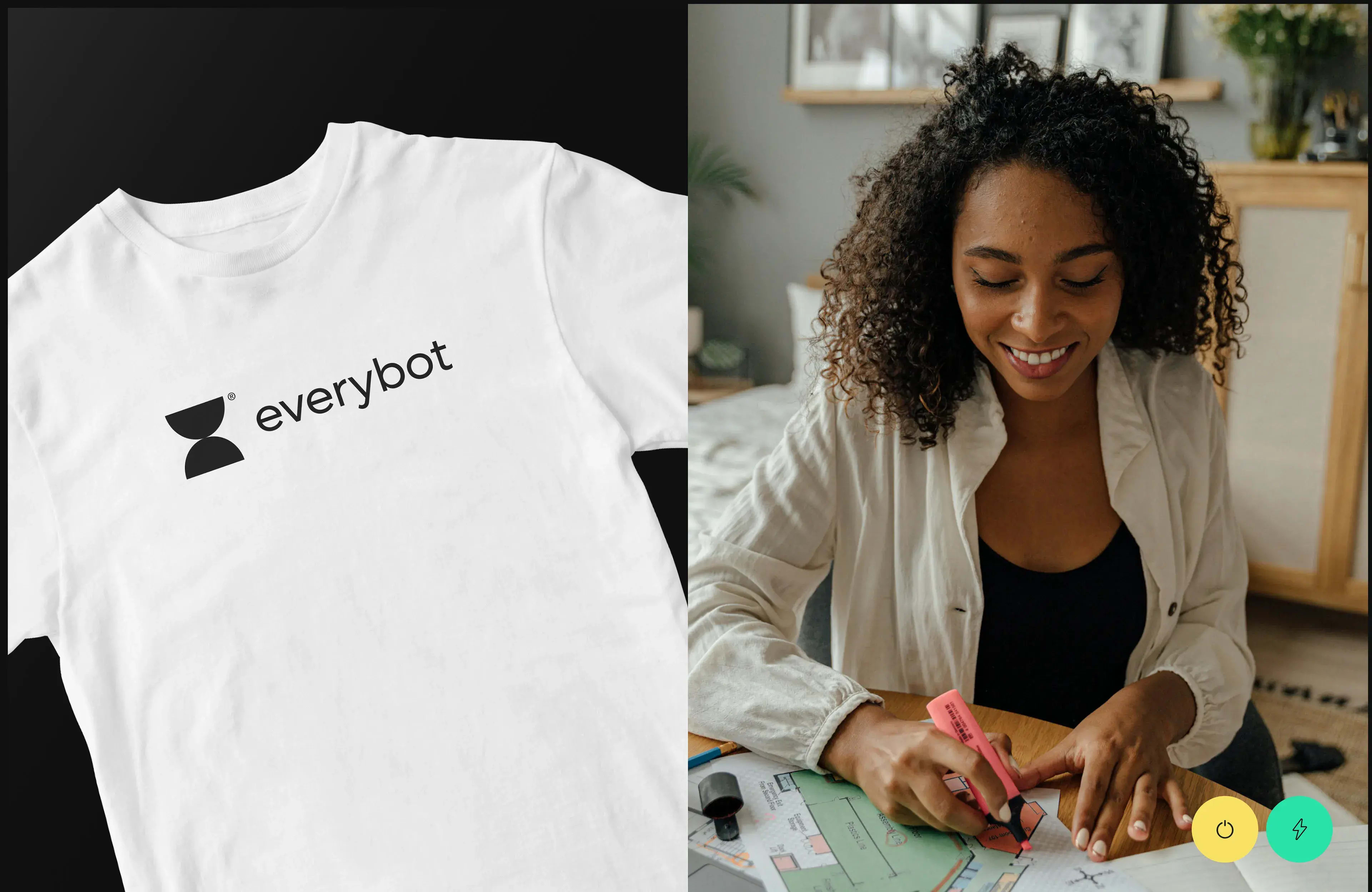 A person working on the Everybot cleaner mobile app design.
