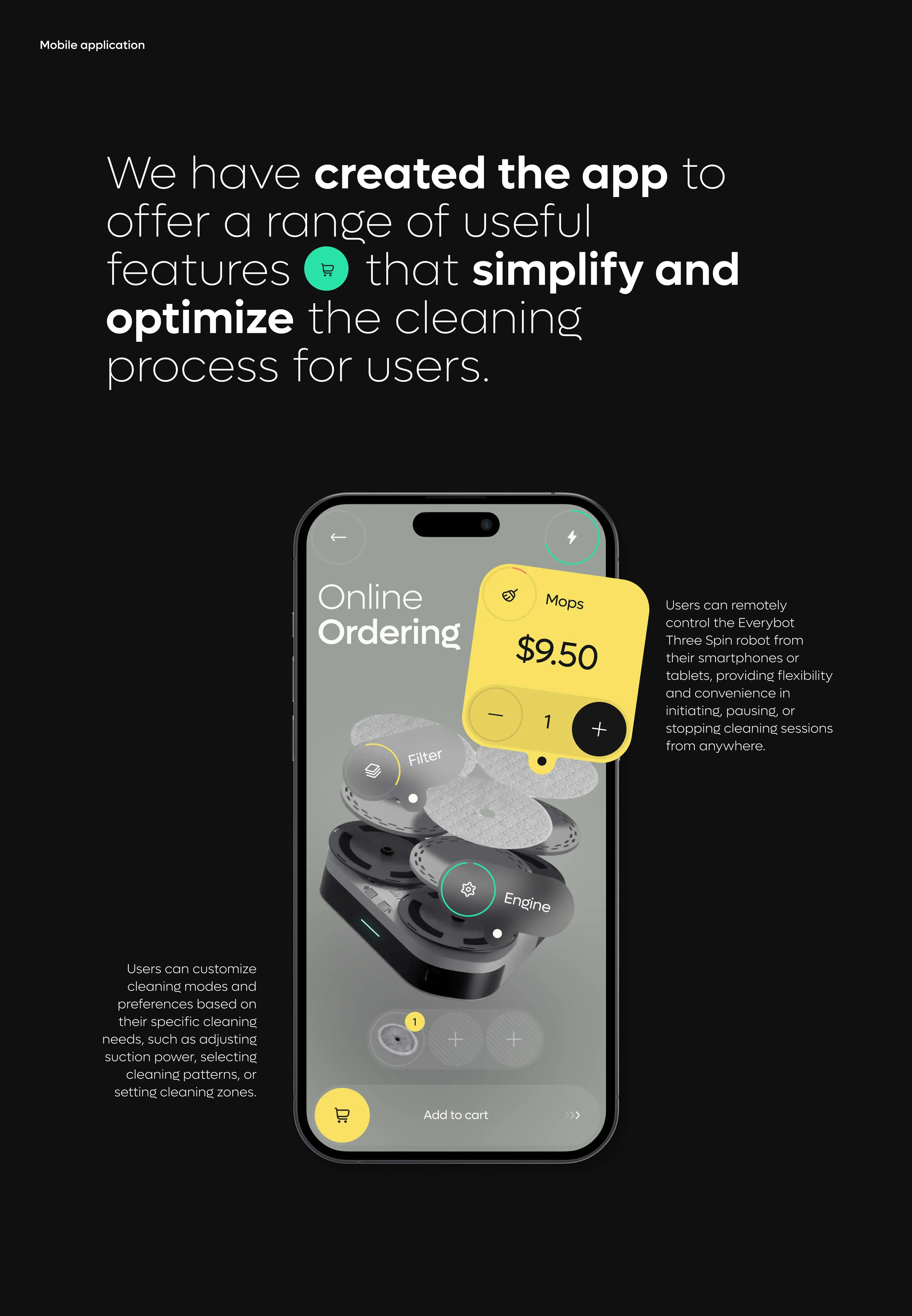 Screenshot of the Everybot Cleaner mobile app interface on an iPhone.