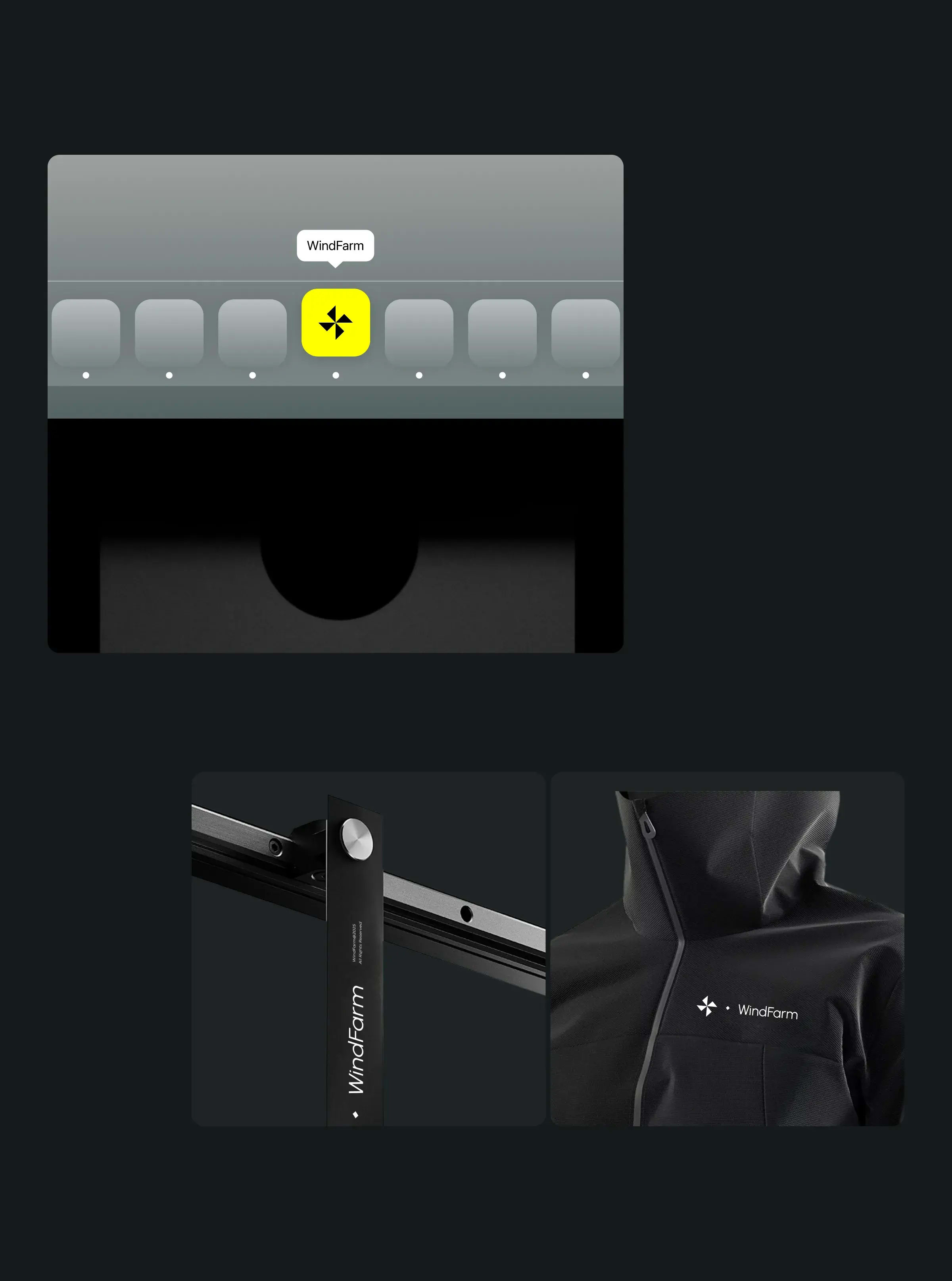 Screenshot of the WindFarm SaaS UI design, reflecting the branding.