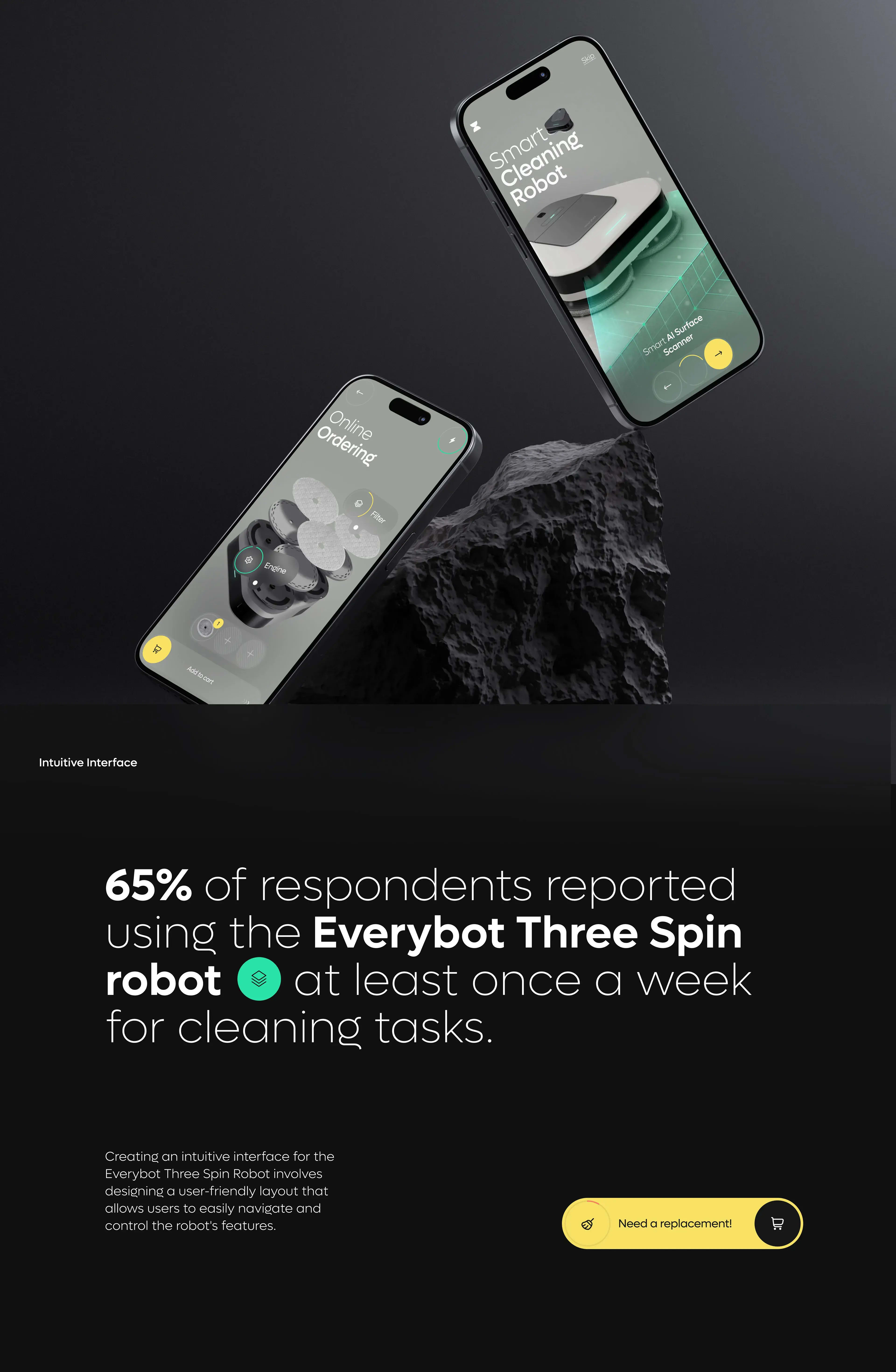 Screenshot of the everybot-cleaner mobile app UI on an iPhone.