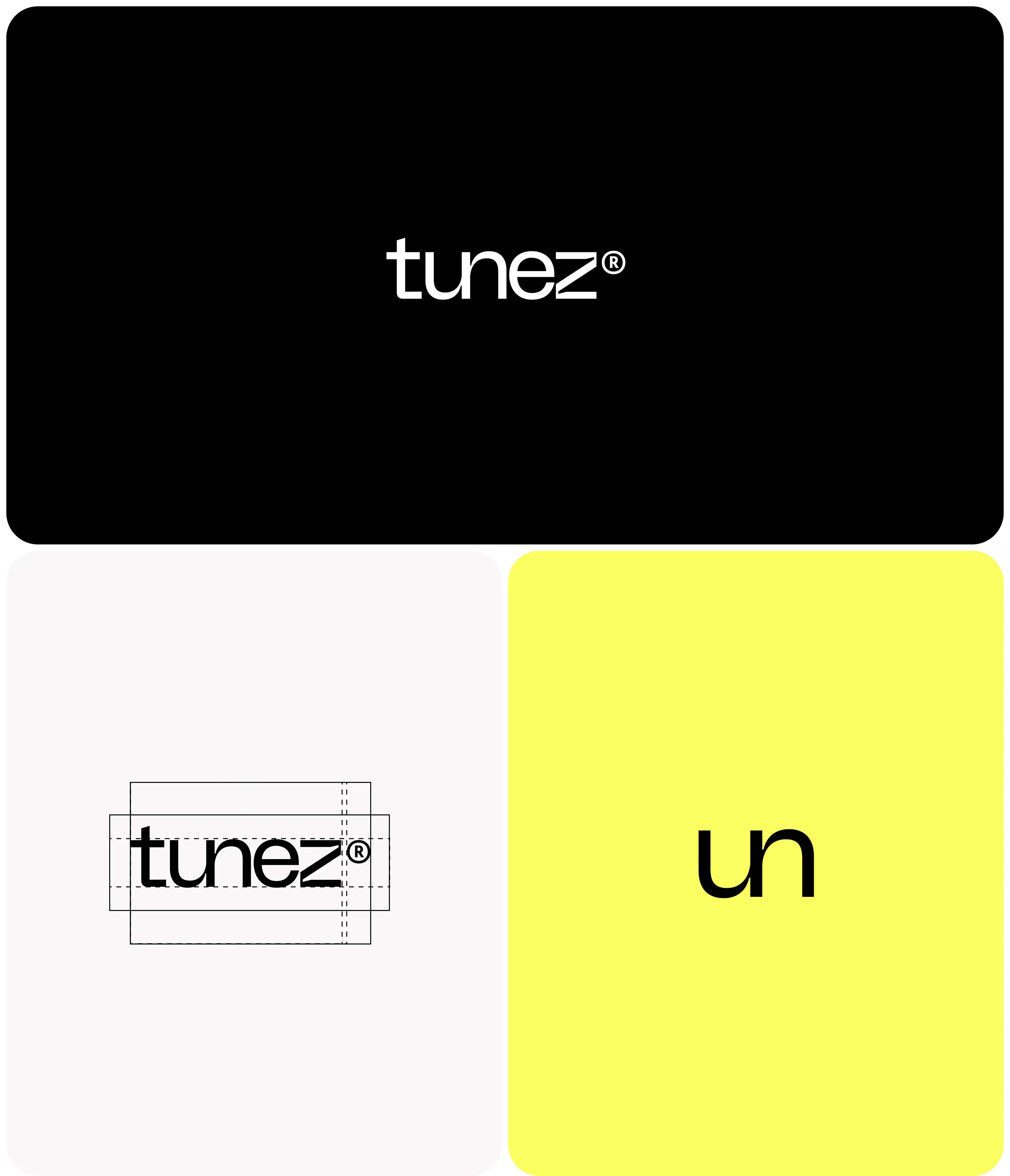 Screenshot of the tunezⓇ mobile app interface, showcasing branding and design for music making.