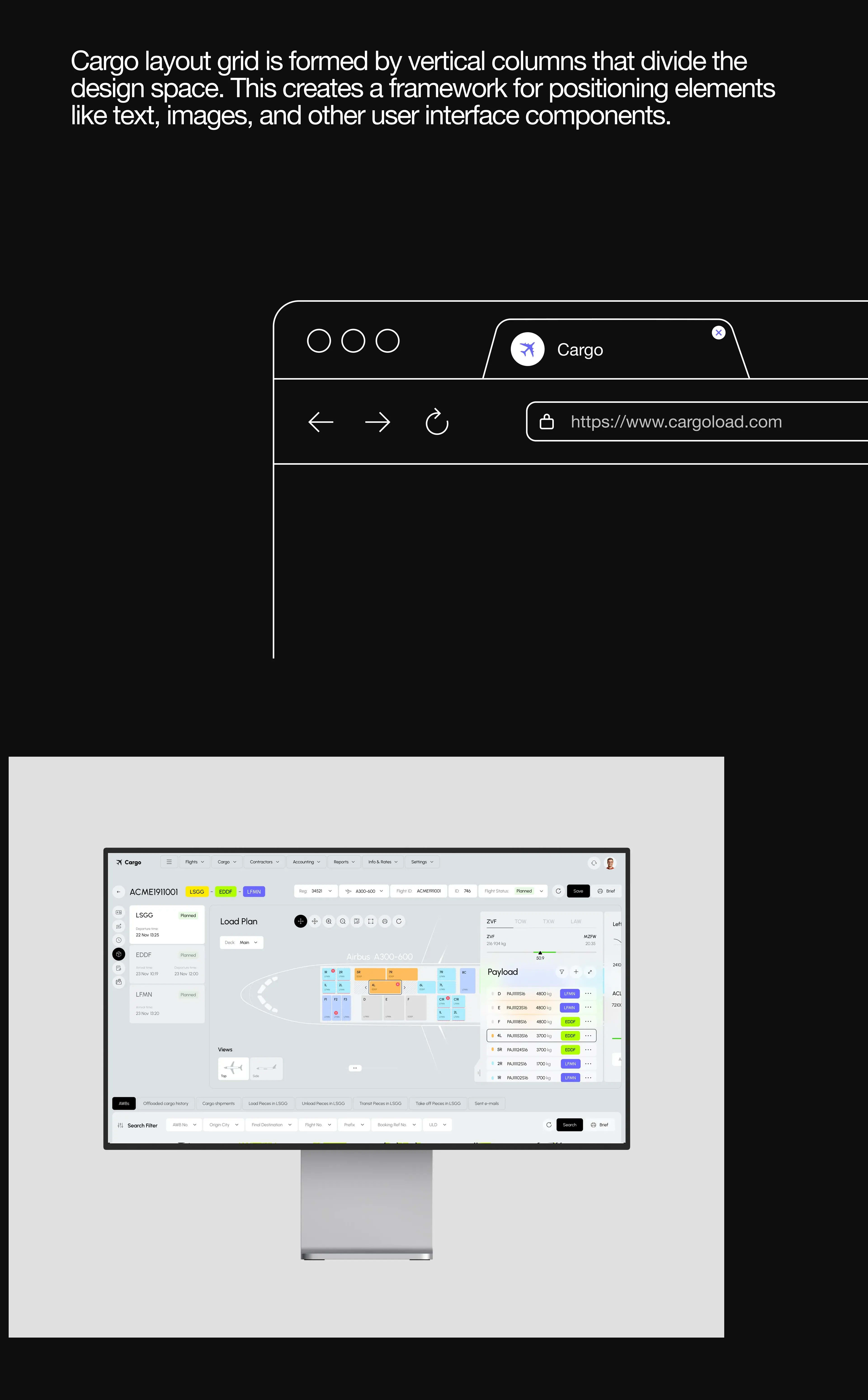 Screenshot of the UI/UX design for a Cargo TMS SaaS web application management interface.