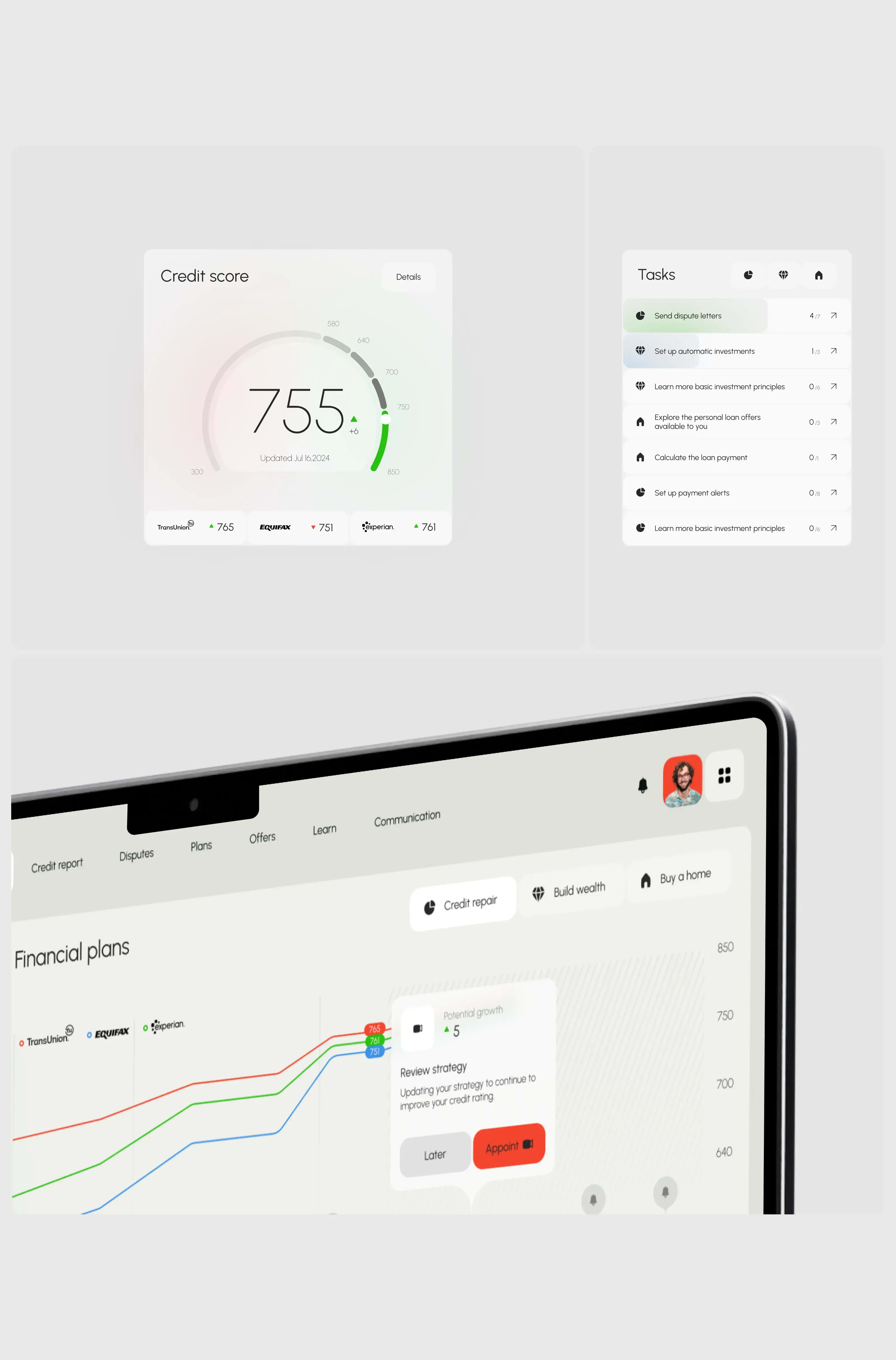Screenshot of a Spendex credit SaaS web UI/UX design concept.