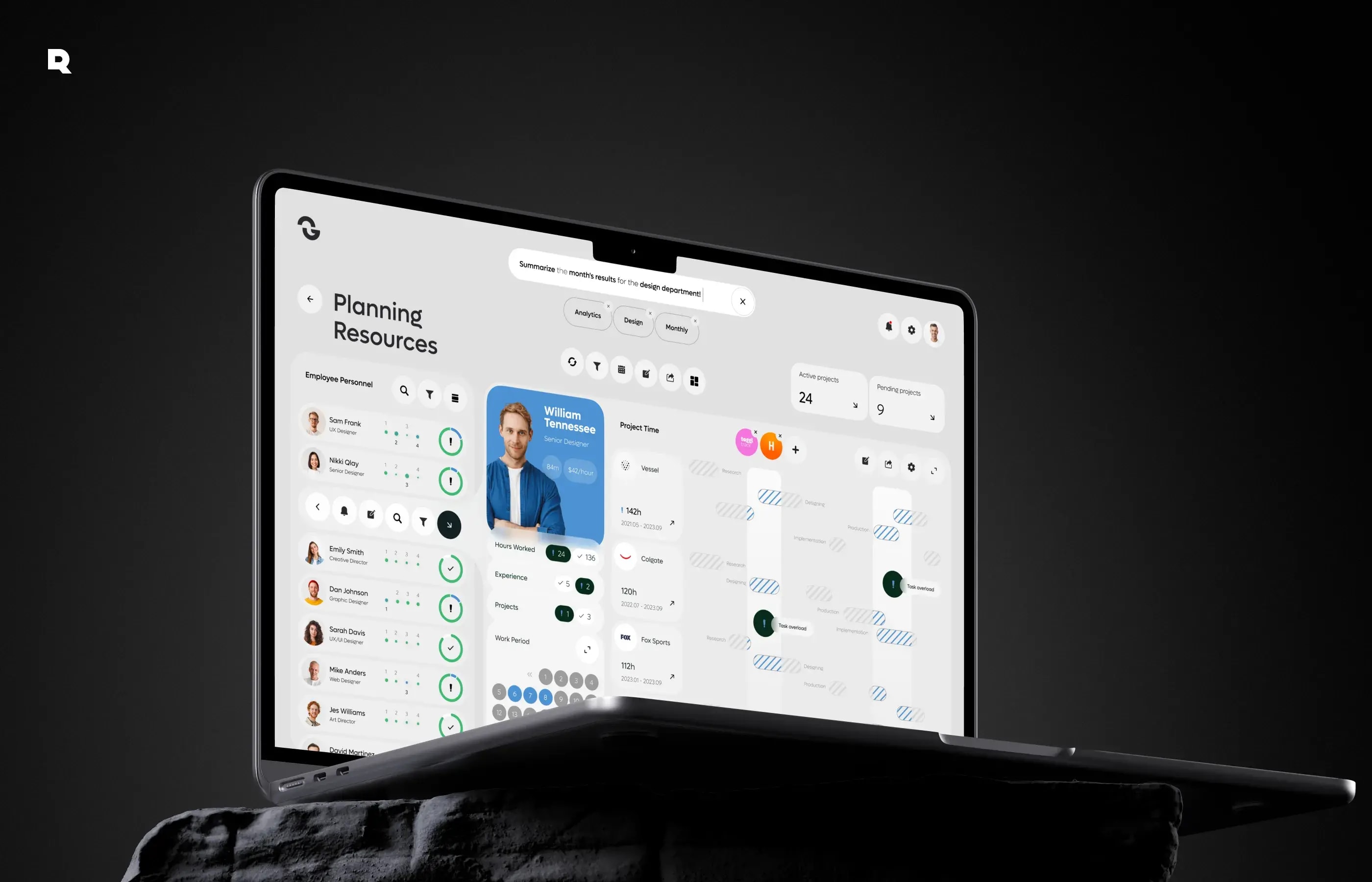 Screenshot of the xtiles CRM software UI design on a laptop, illustrating responsive interaction.