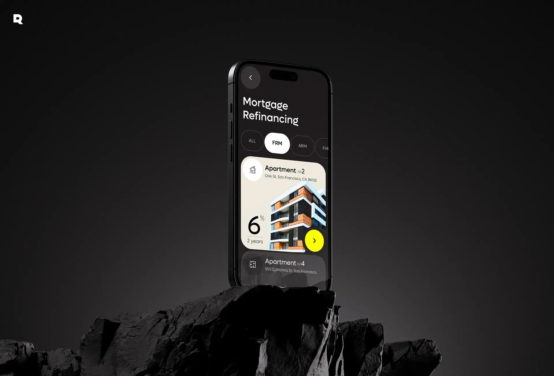 Screenshot of the Refimate finance app showing mortgage refinancing details on a mobile phone.
