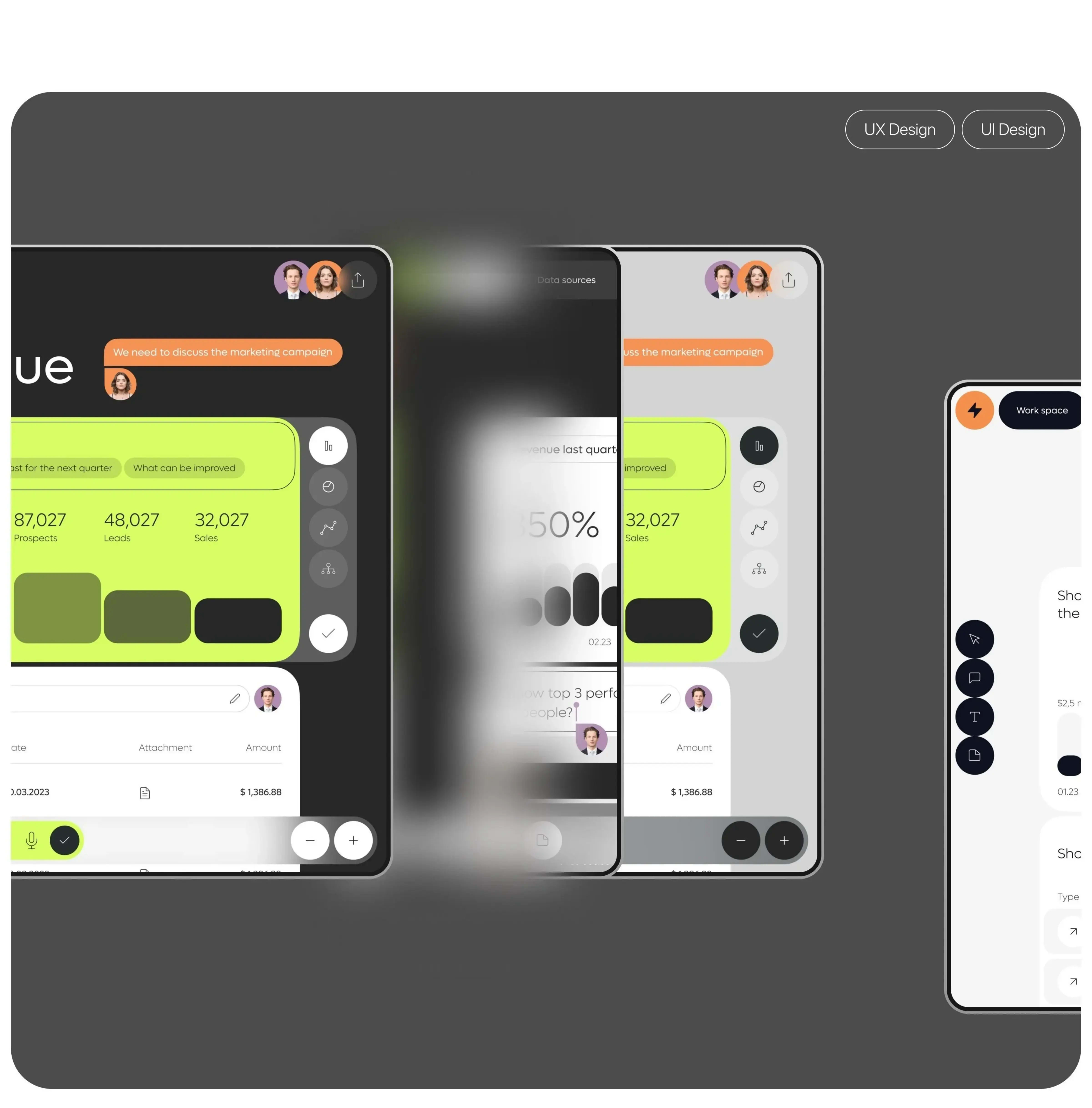 Screenshot of the concept design for an AI chatbot interface shown on a mobile phone.