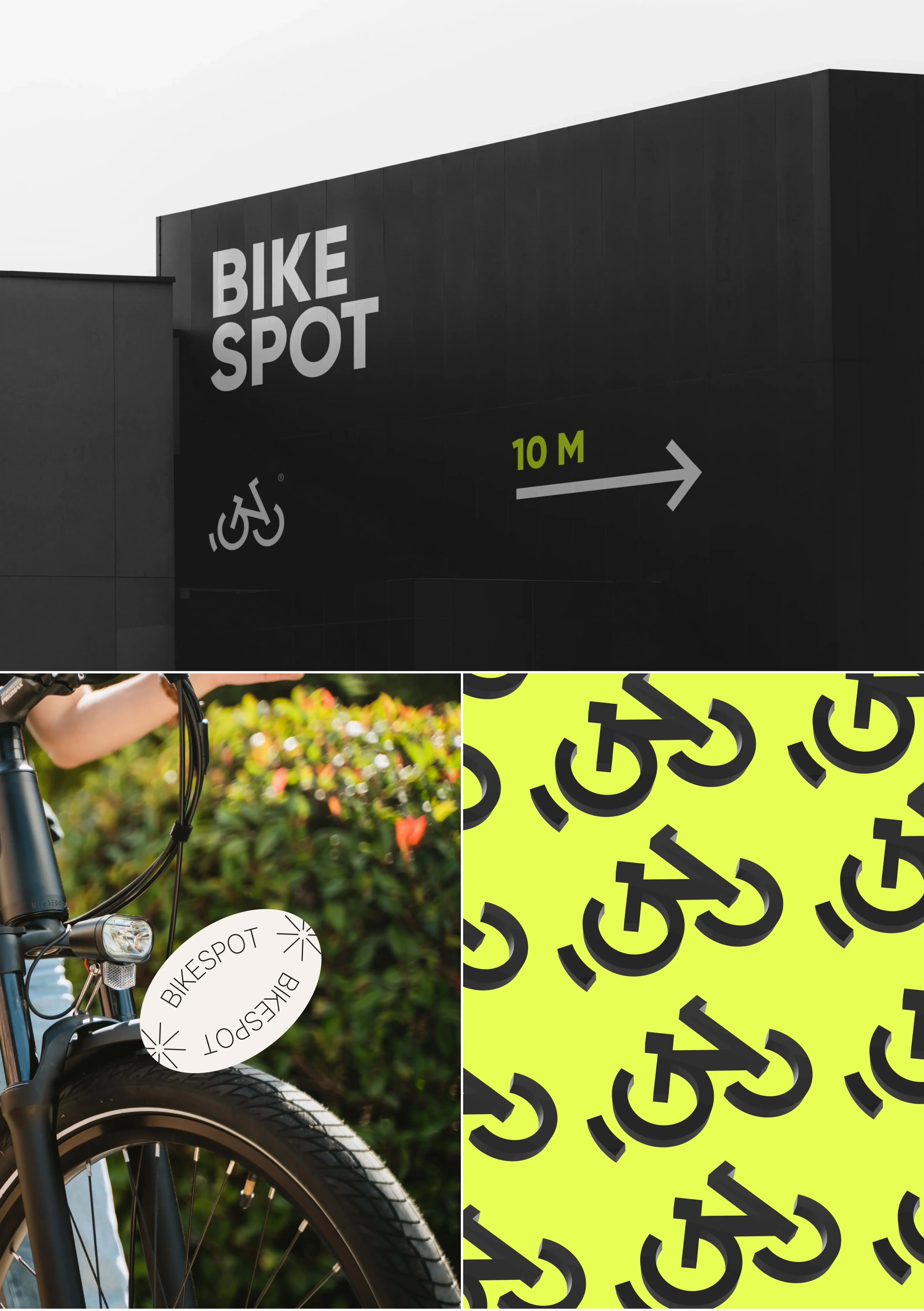 Detail shot of a bicycle showing BIKESPOT BIKE SPOT branding, relevant to the parking app case study.
