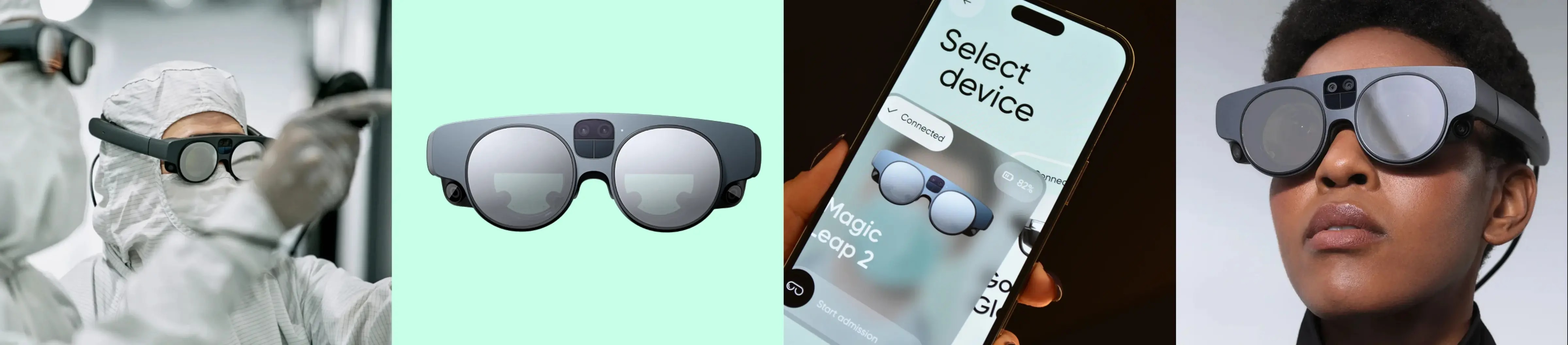 Screenshot of a healthcare app interface for Magic Leap 2, showing device connection status and a "Start admission" prompt.