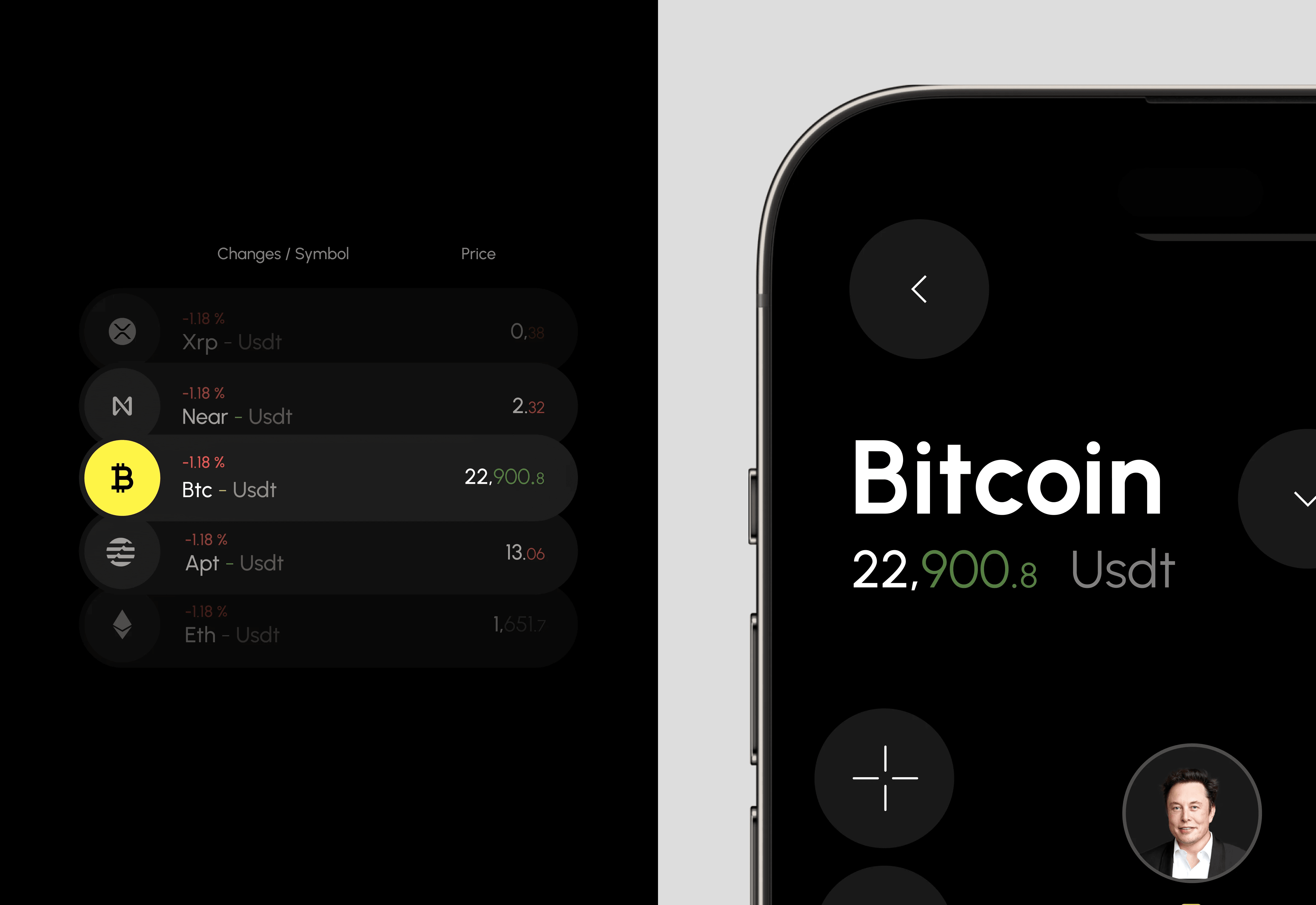 Screenshot of a software platform interface on an iPhone, relevant to trading, CRM, or product design.