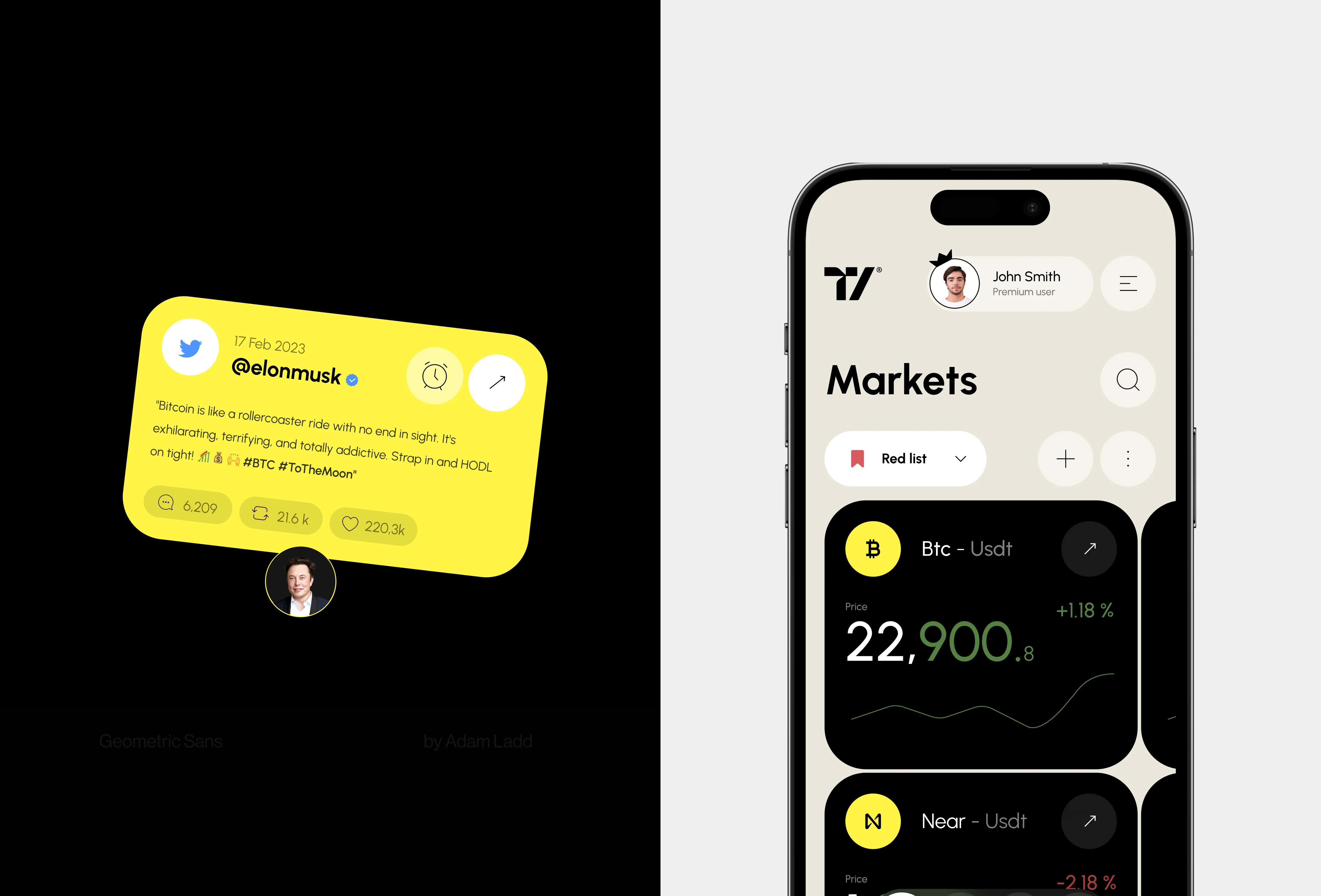 Screenshot of the TradingView platform mobile interface on an iPhone.