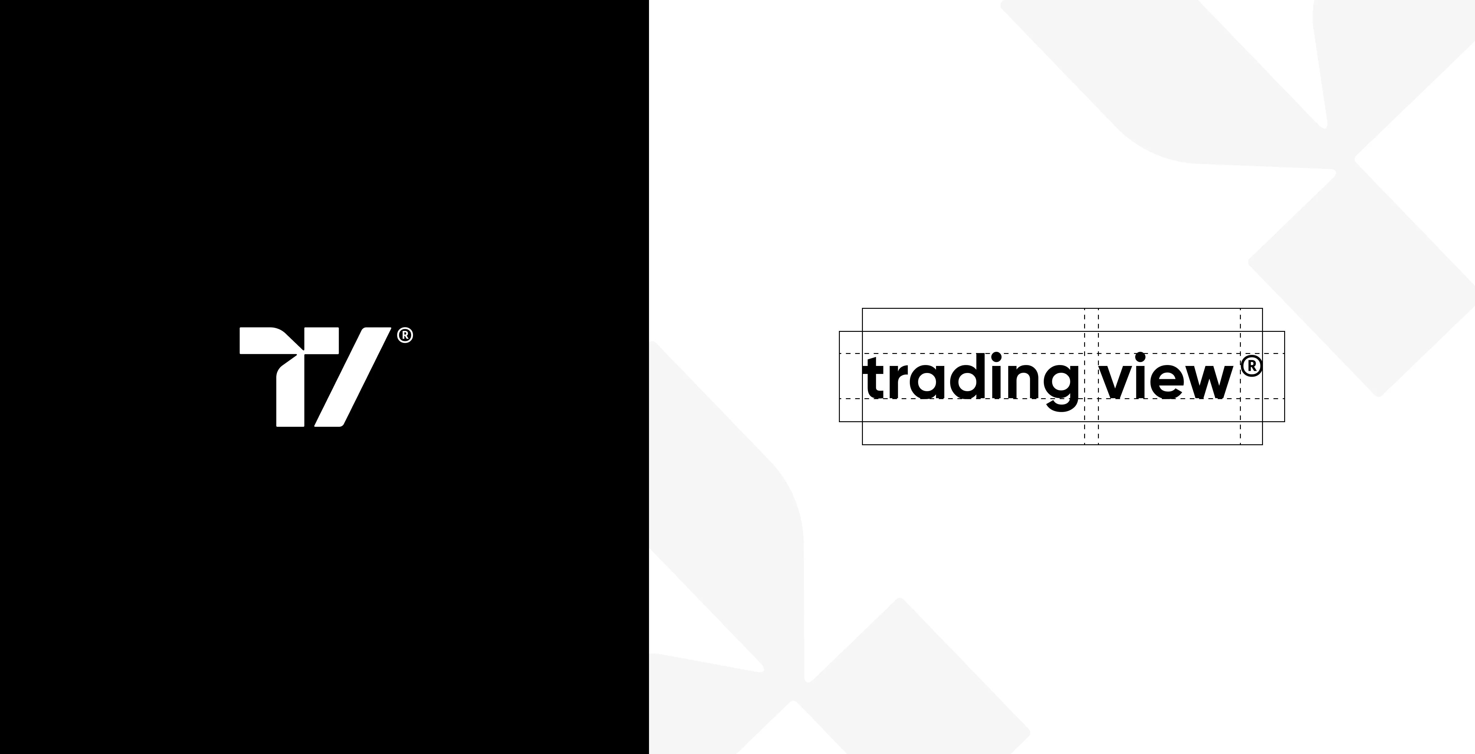 Monochrome graphic with 'TradingView' text, relevant to the TradingView platform product design case study.